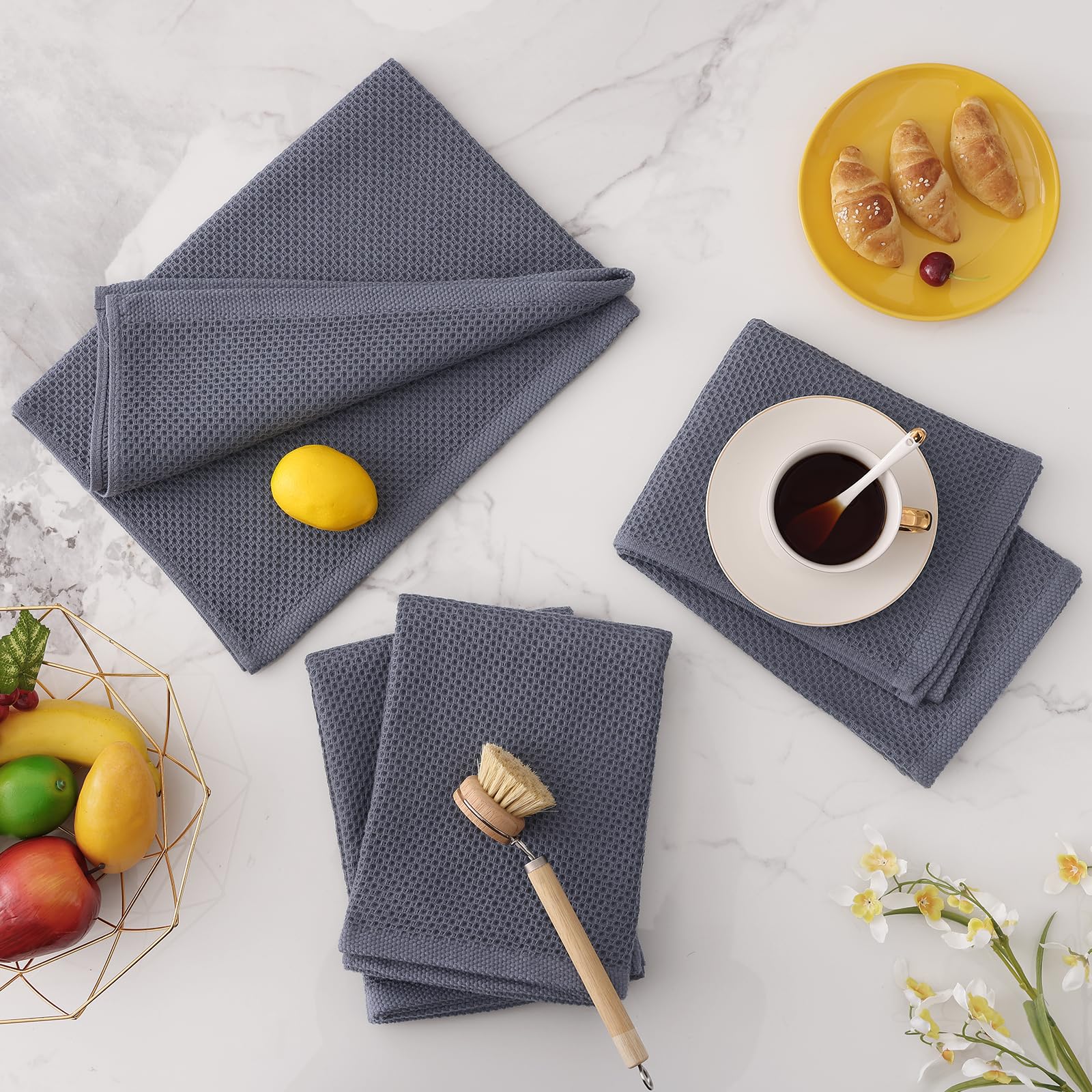 100% Cotton Oversized Waffle Weave Kitchen Towels 8 (8 Count)