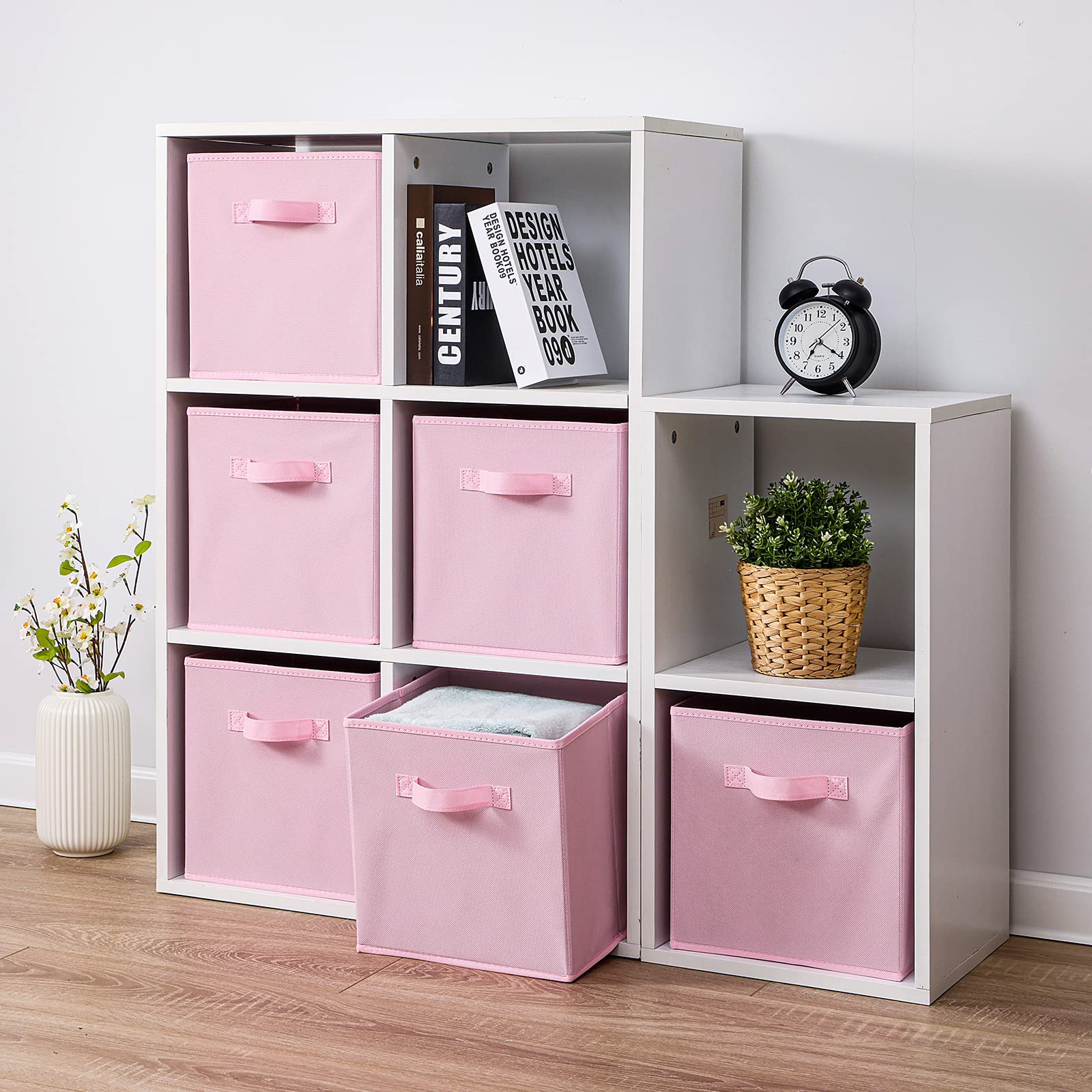 13x13x13 Inch Fabric Storage Bins 6 Pack Fun Colored Durable Storage Cubes with Handles Foldable Cube Baskets for Home (6 Count)