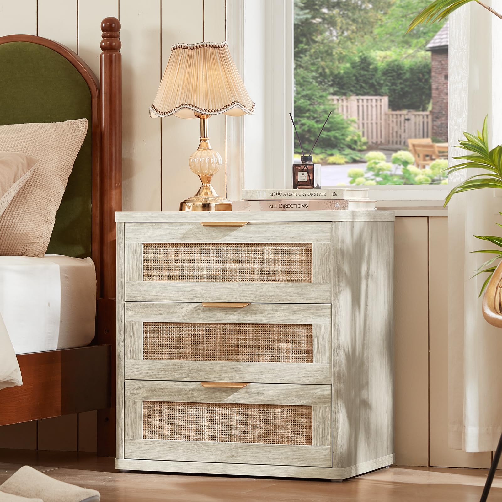 Rattan 23" Nightstands with Drawers for Bedroom (2 Count)
