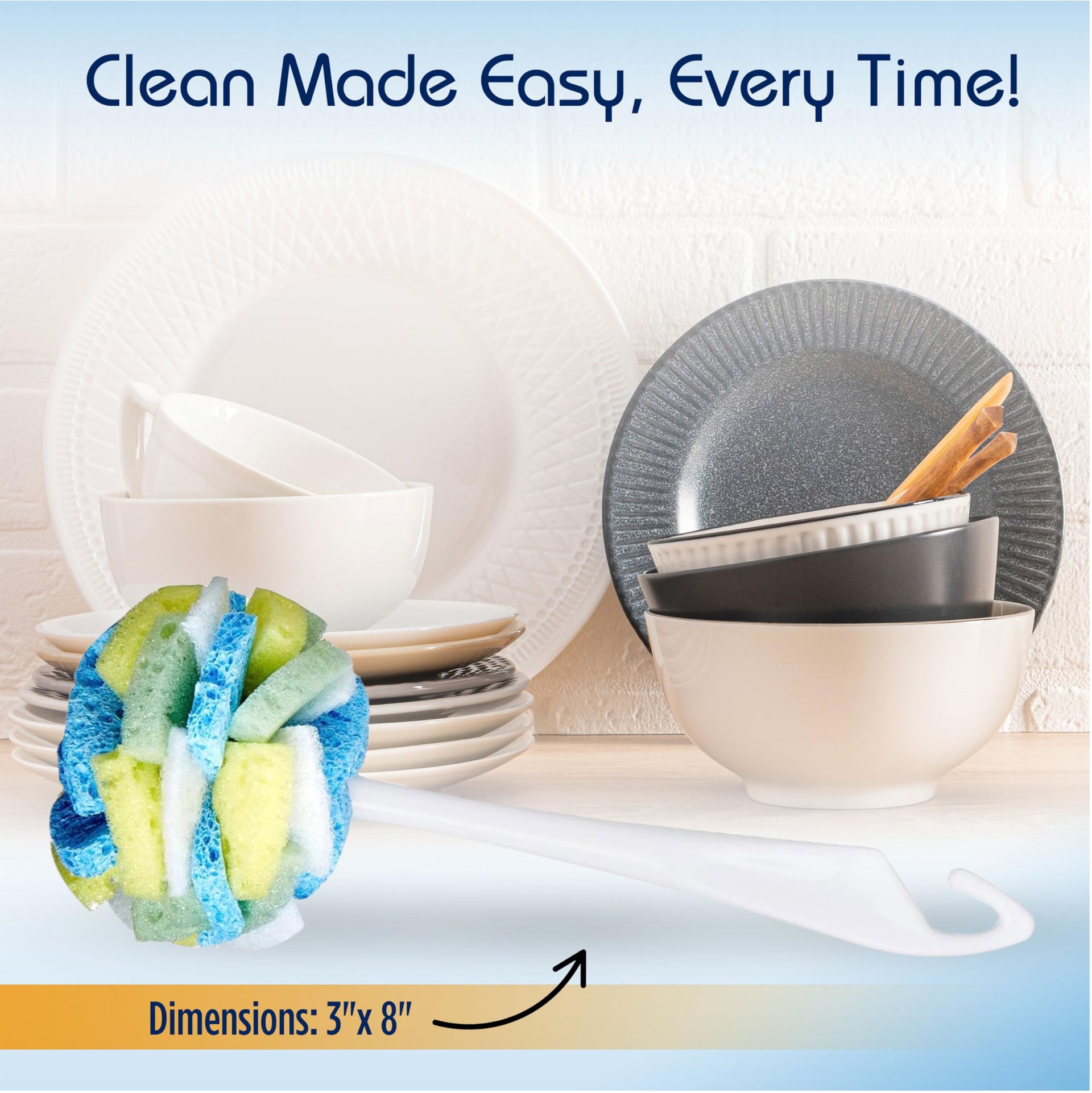 Dish SpongeWand Plus Tri Surface Scrubbing Sponge with Cello Foam Scour Sponge Petals (6 Count)