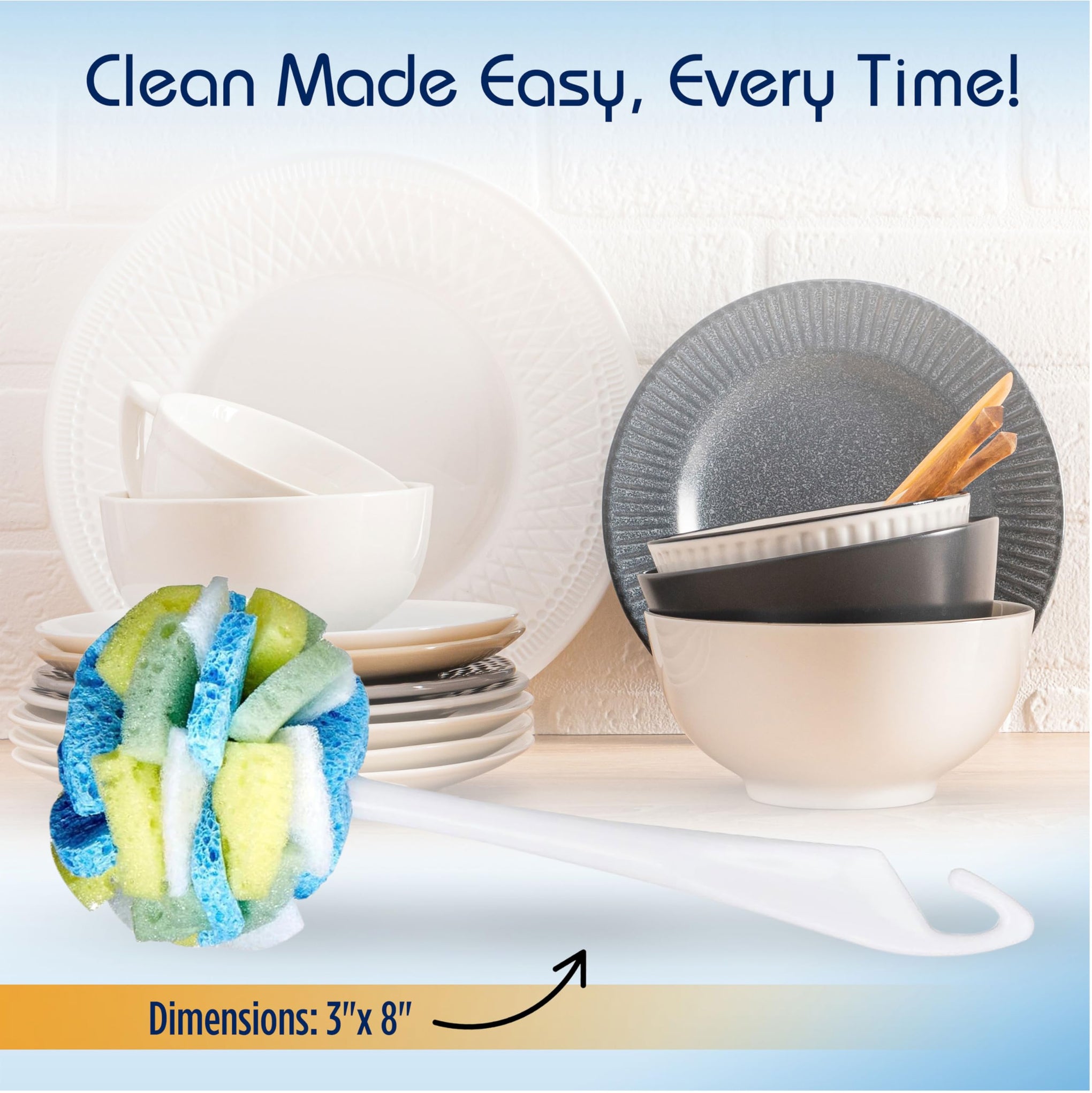 Dish SpongeWand Plus Tri Surface Scrubbing Sponge with Cello Foam Scour Sponge Petals (6 Count)
