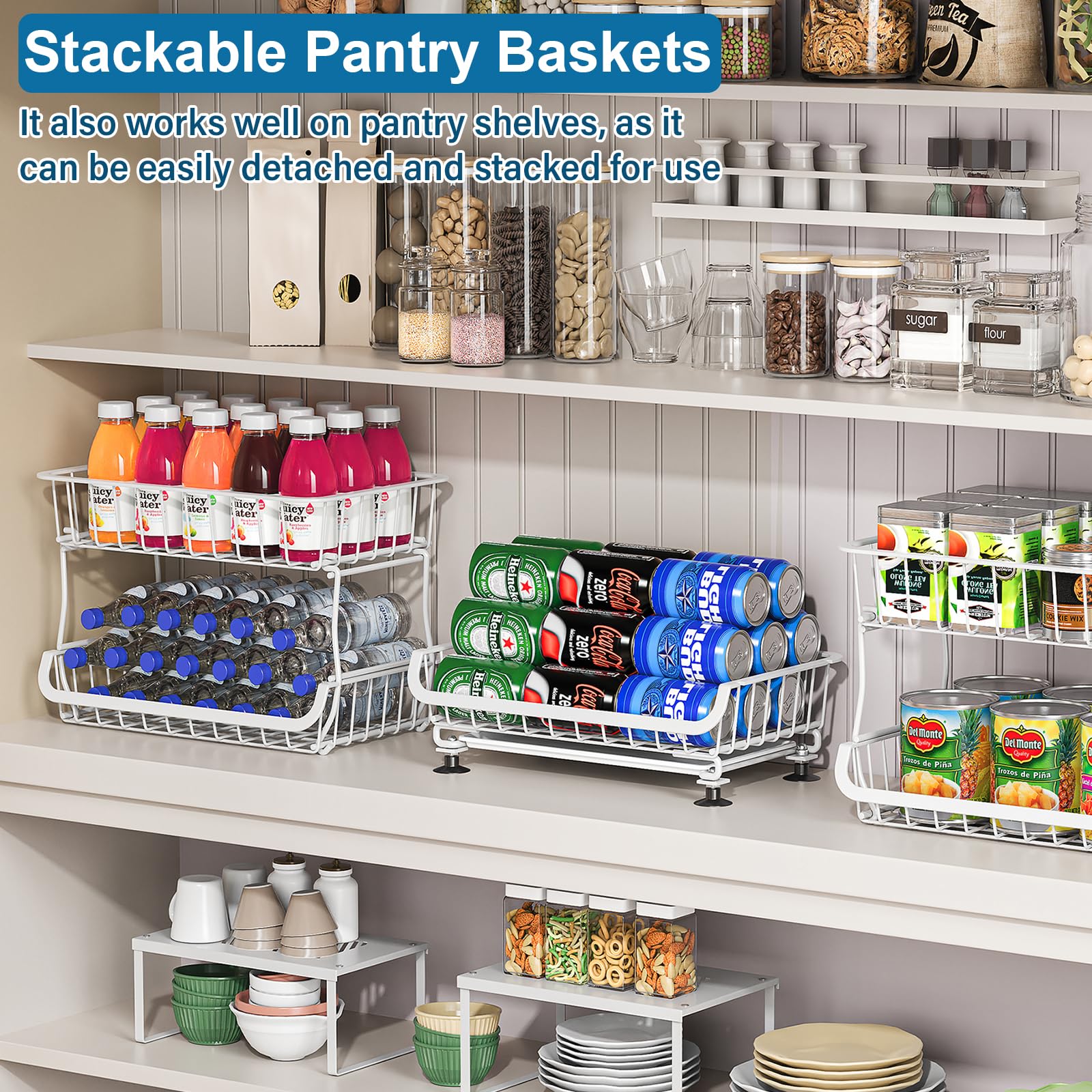 3 Tier Rolling Pantry Floor Organizers and Storage Cart with Wheels