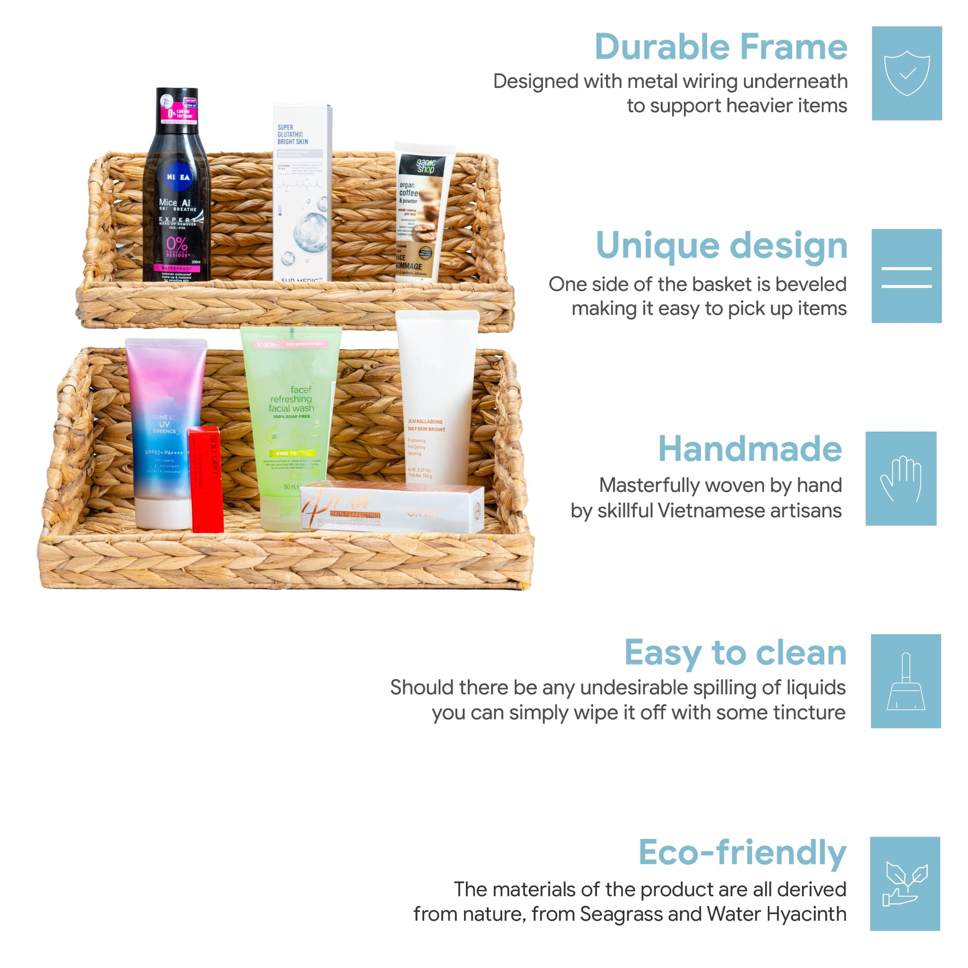 Water Hyacinth Storage Baskets with Large Open (2 Count)