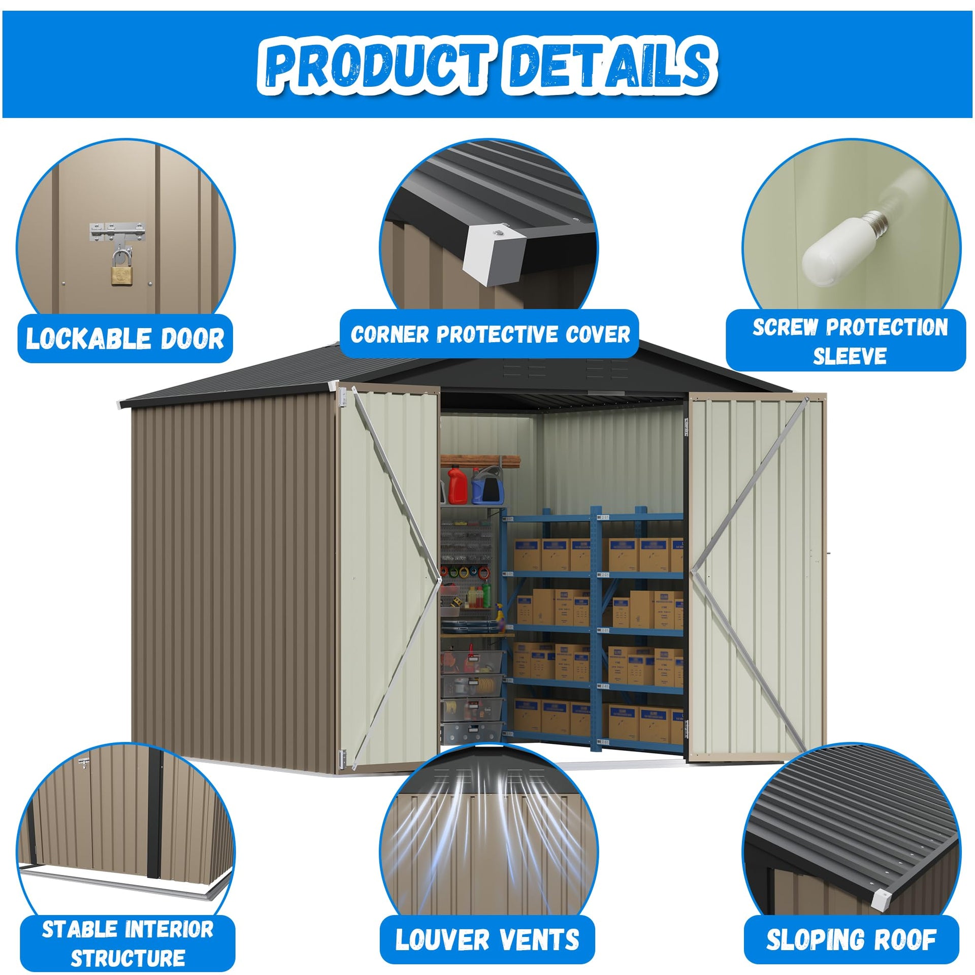 8x8FT Outdoor Storage Shed