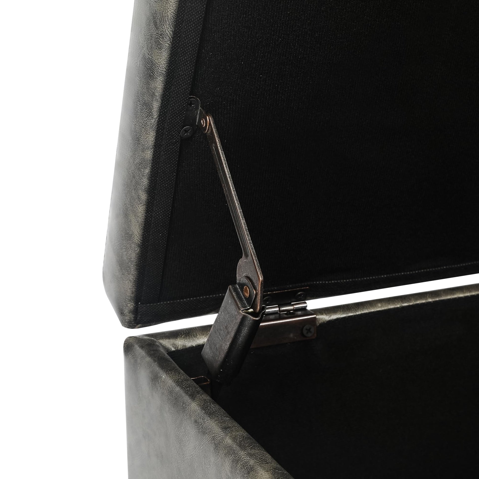 15.2" Square Faux Leather Storage Ottoman