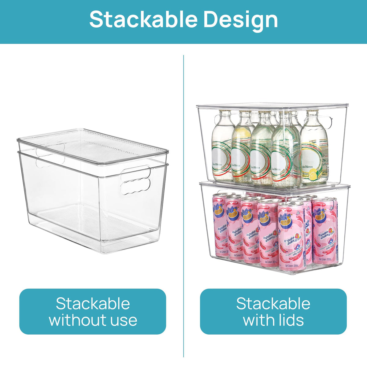 10 Pack Clear Stackable Storage Bins with Lids and Handles (10 Count)