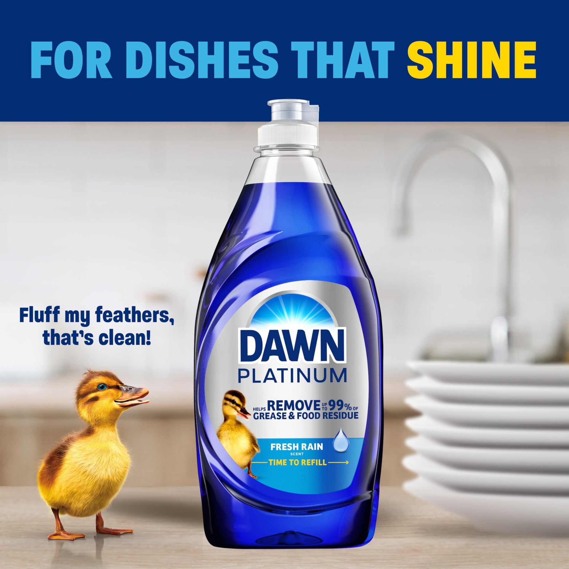 Platinum Dish Soap Fresh Rain Scent Liquid Dishwashing Detergent (30 Fl Oz)