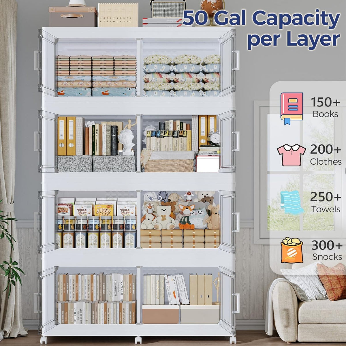 250GAL Storage Bins with Lid and Wheels (5 Count)