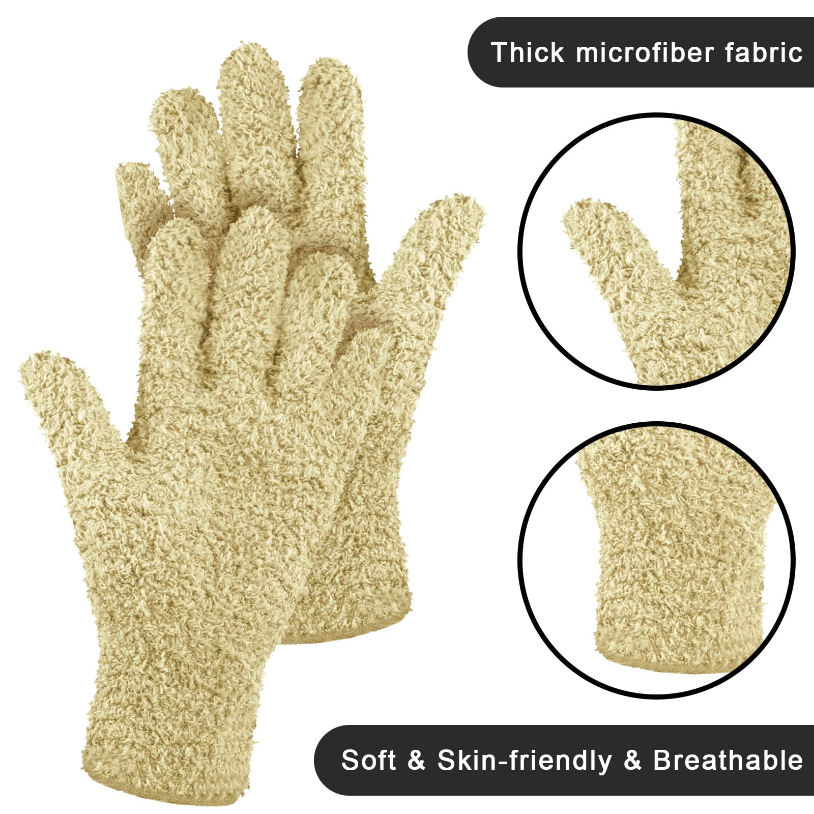 3 Pairs Microfiber Dusting Gloves for Plants Leaf (3 Count)