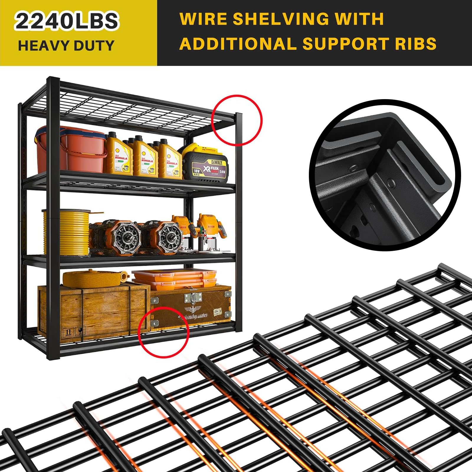 40" W Storage Shelves with Wire Mesh Panels for Garage Organization (3 Count)