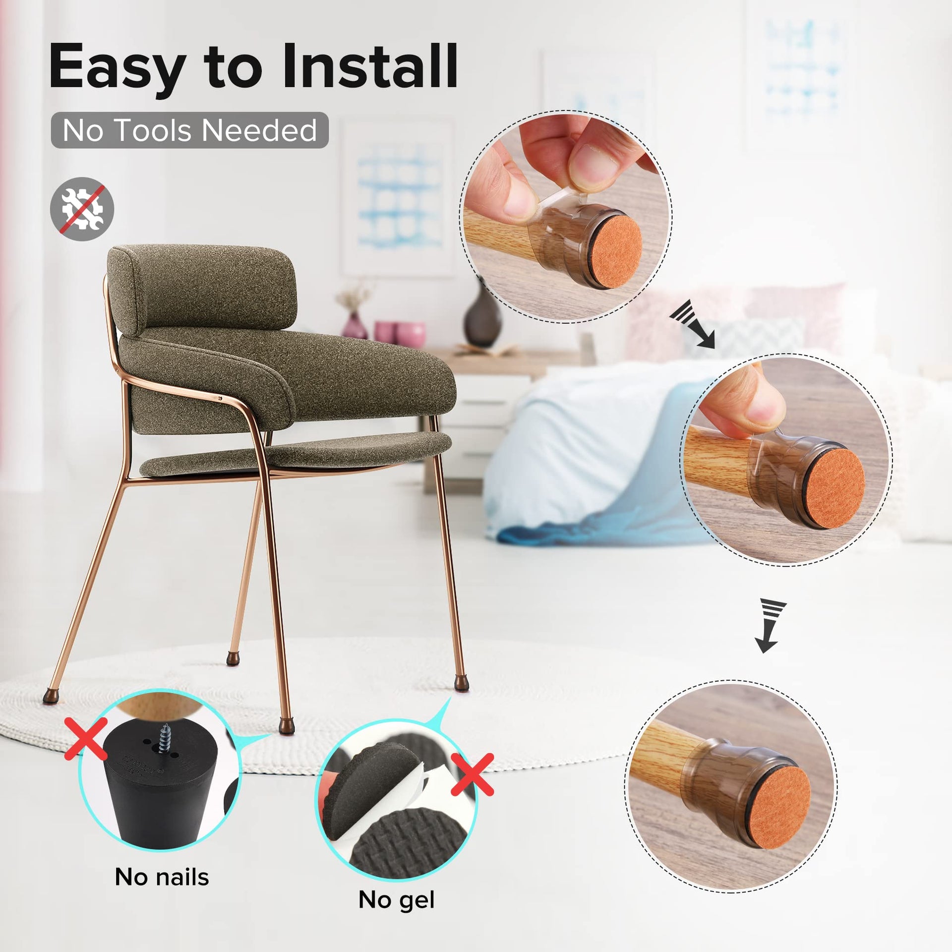 24PCS Upgraded Silicone Chair Leg Floor Protectors for Hardwood Floors (24 Count)