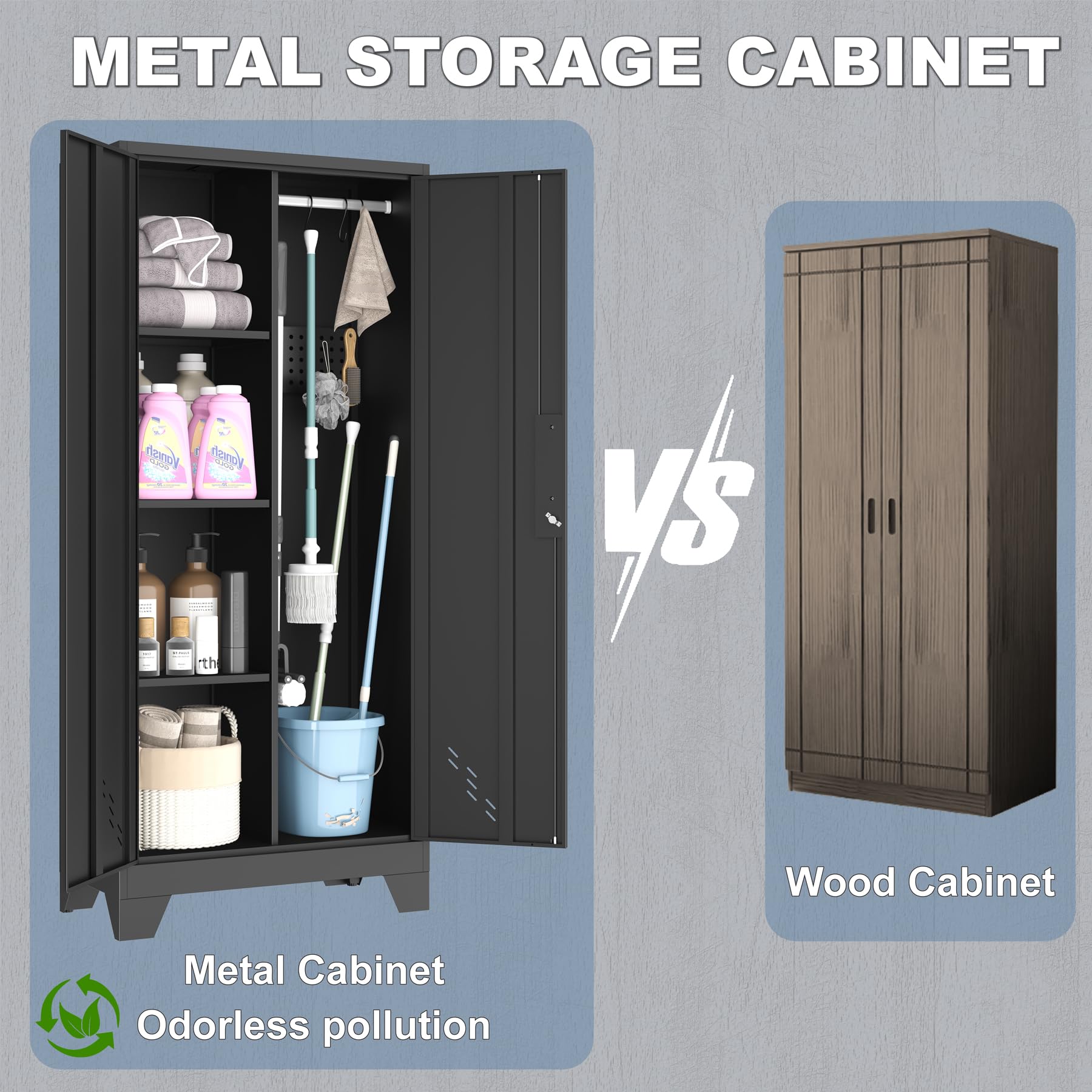 Metal Storage Cabinet with Locking Doors