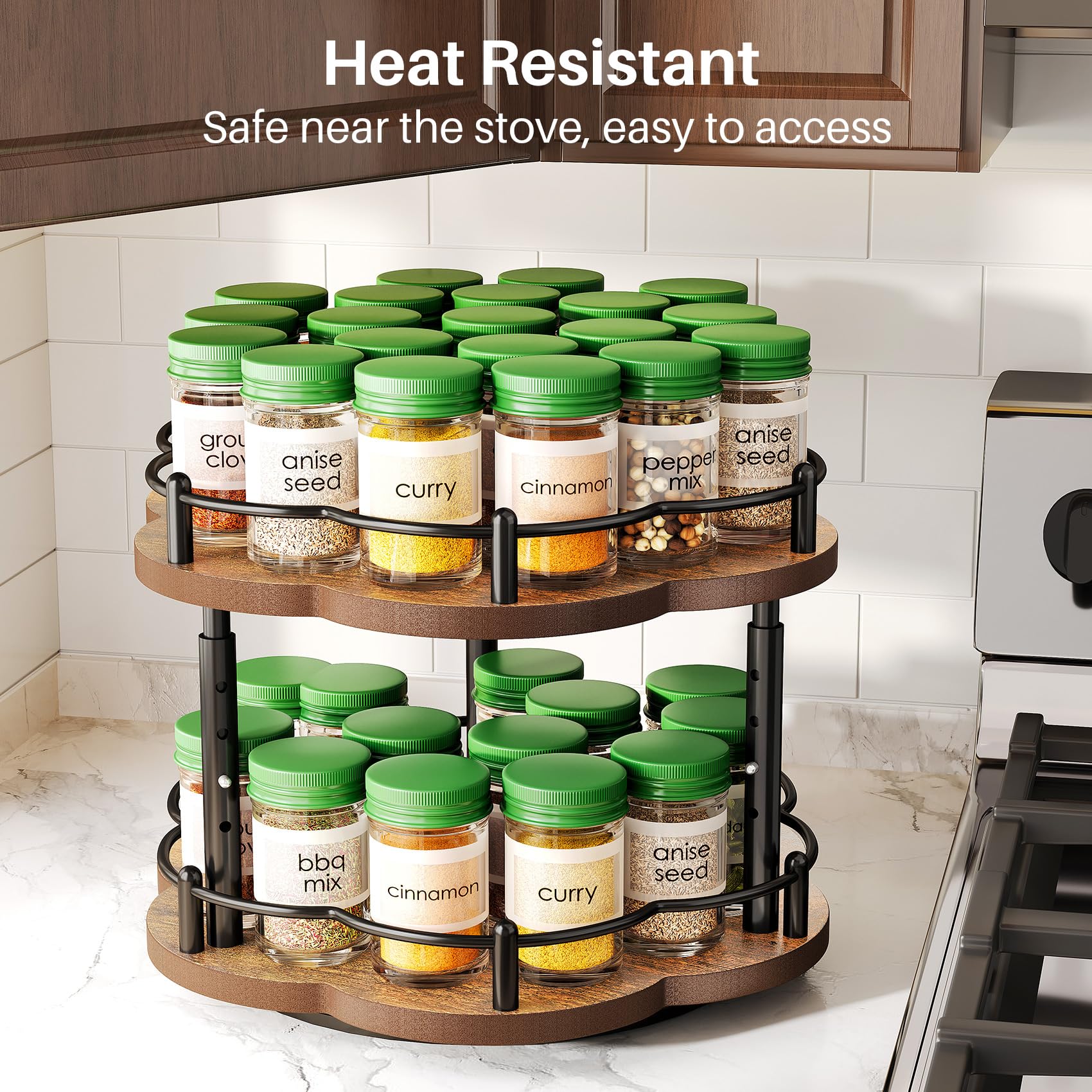 2 Tier Lazy Susan Spice Rack Organizer for Cabinet