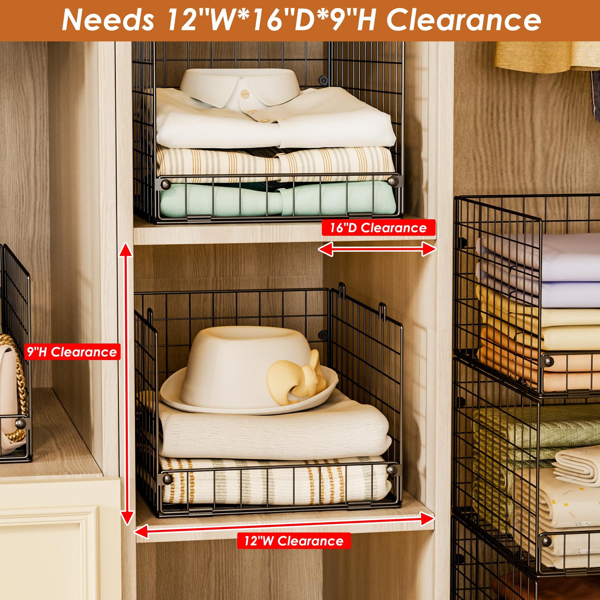 4 Tier Stackable Closet Organizers and Storage Shelves