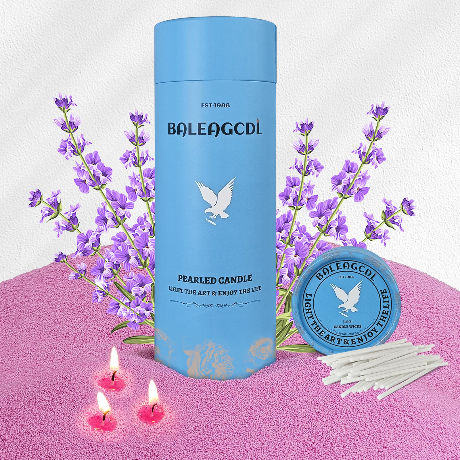 Lavender Scented Purple Pearled Candle 18oz Luxury Sand Candle Granulated Wax (18 Ounce)