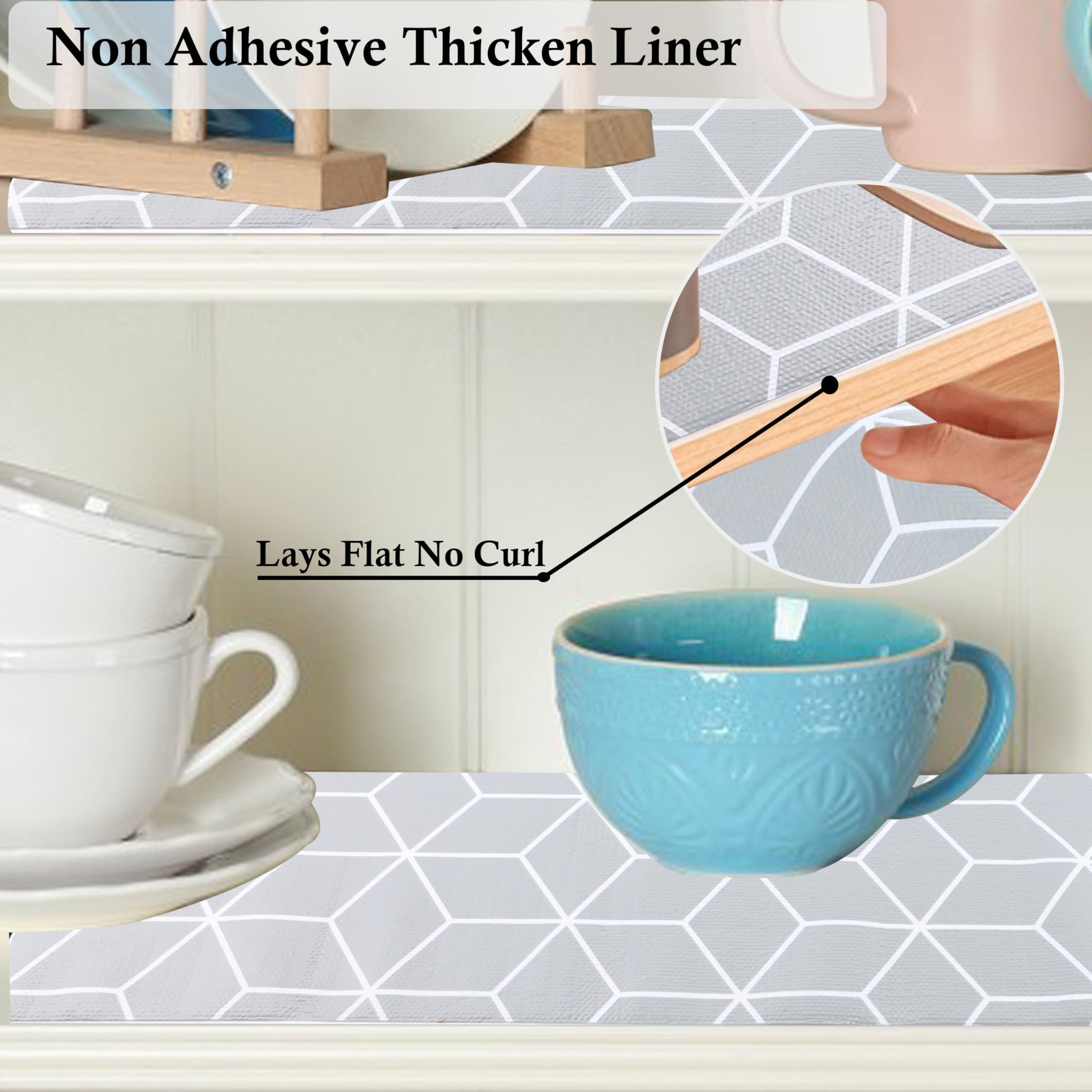 Shelf Liner 14 Inch Wide X 20 Ft Waterproof Cabinet Drawer Paper Mat Non Slip Pantry Cupboard Closet Liners Non Adhesive Liner for Kitchen Bathroom Dresser Refrigerator Under Sink (20 Foot)