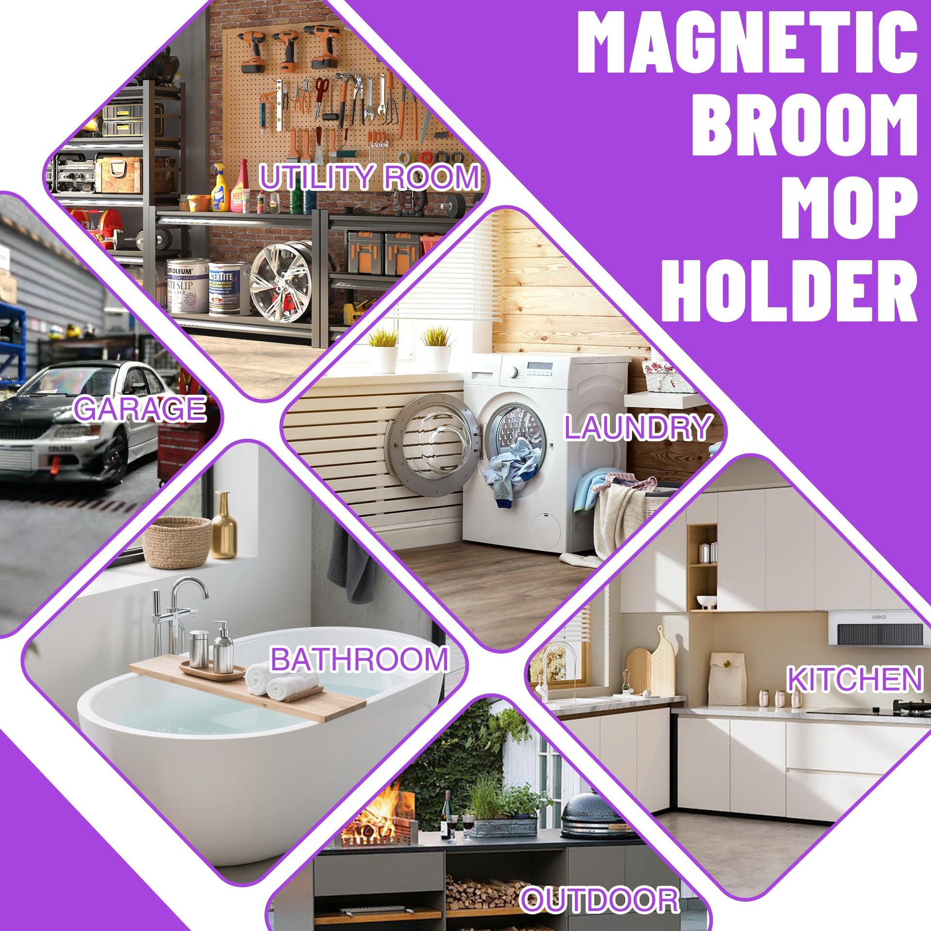 Magnetic Broom Holder Wall Mount