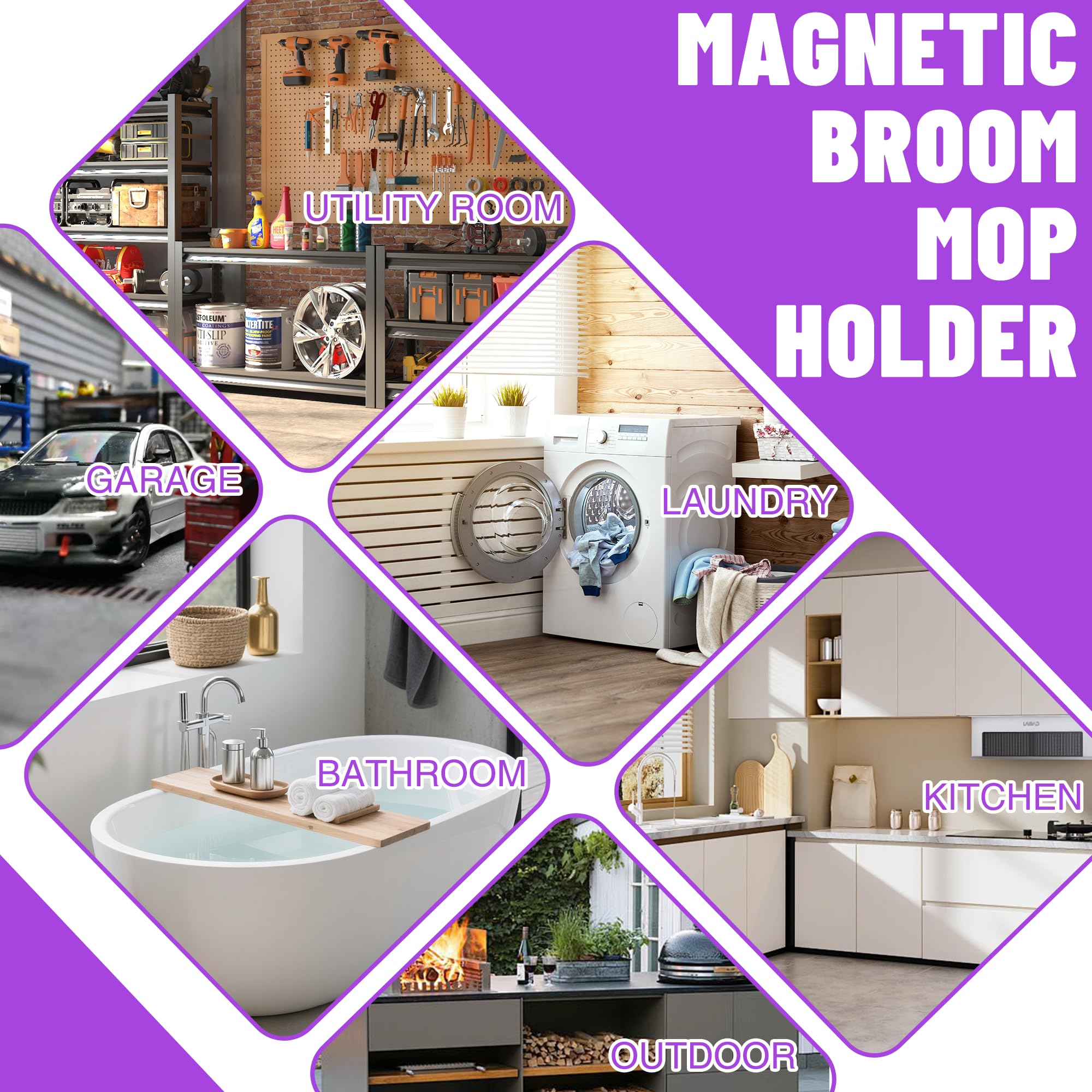 Magnetic Broom Holder Wall Mount