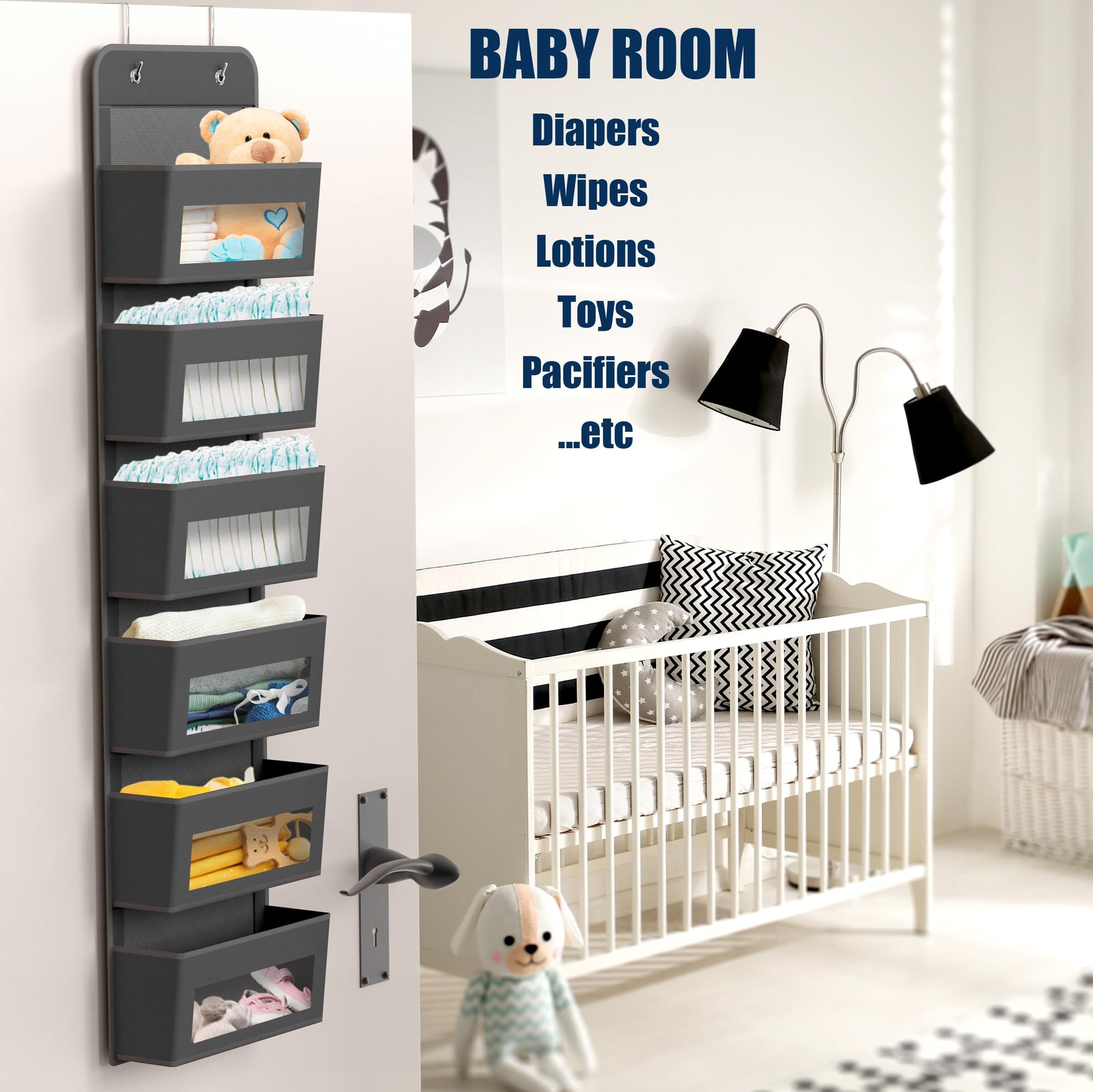 6 Clear Pocket Over Door Hanging Organizer