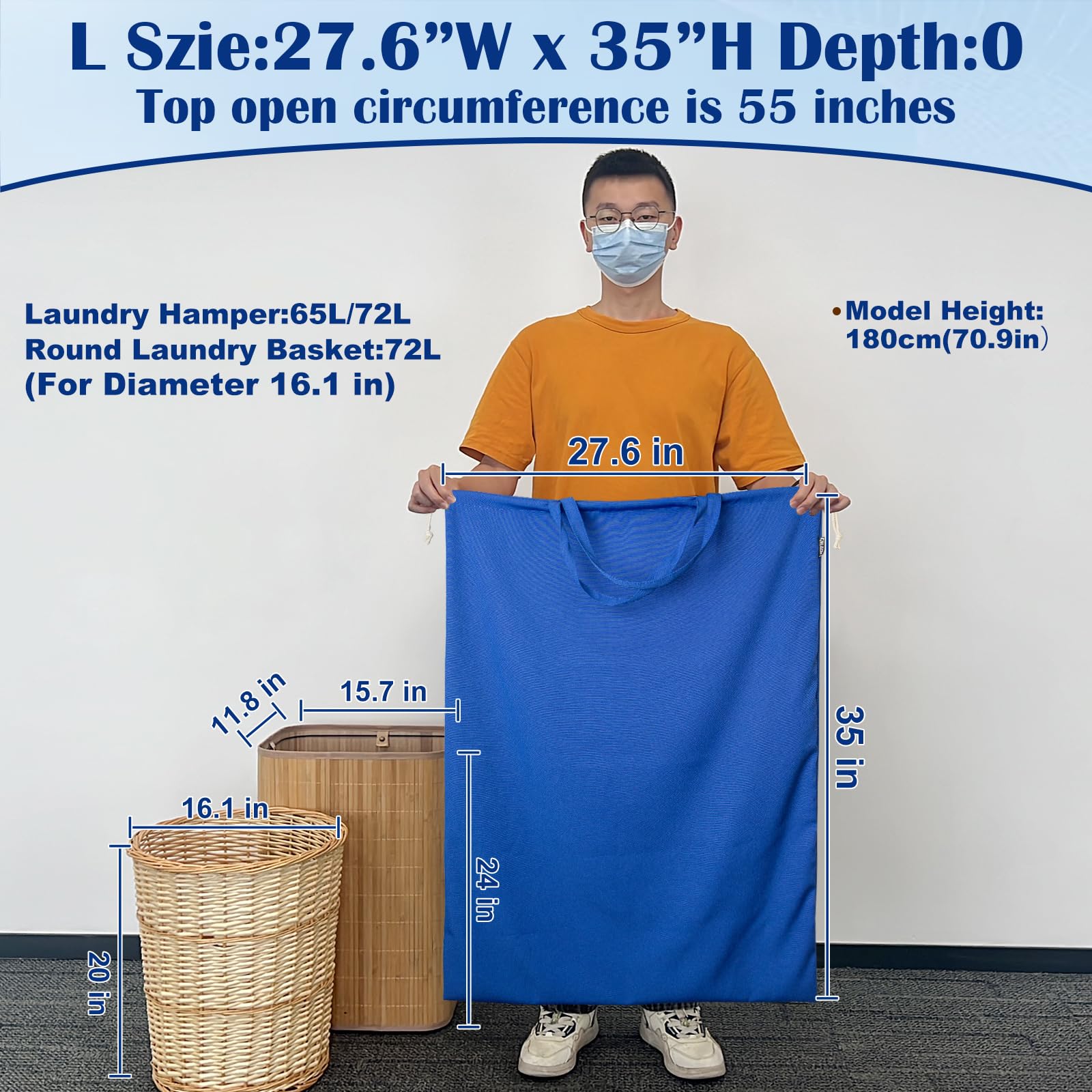 Laundry Bag with Handles & Drawstring Closure