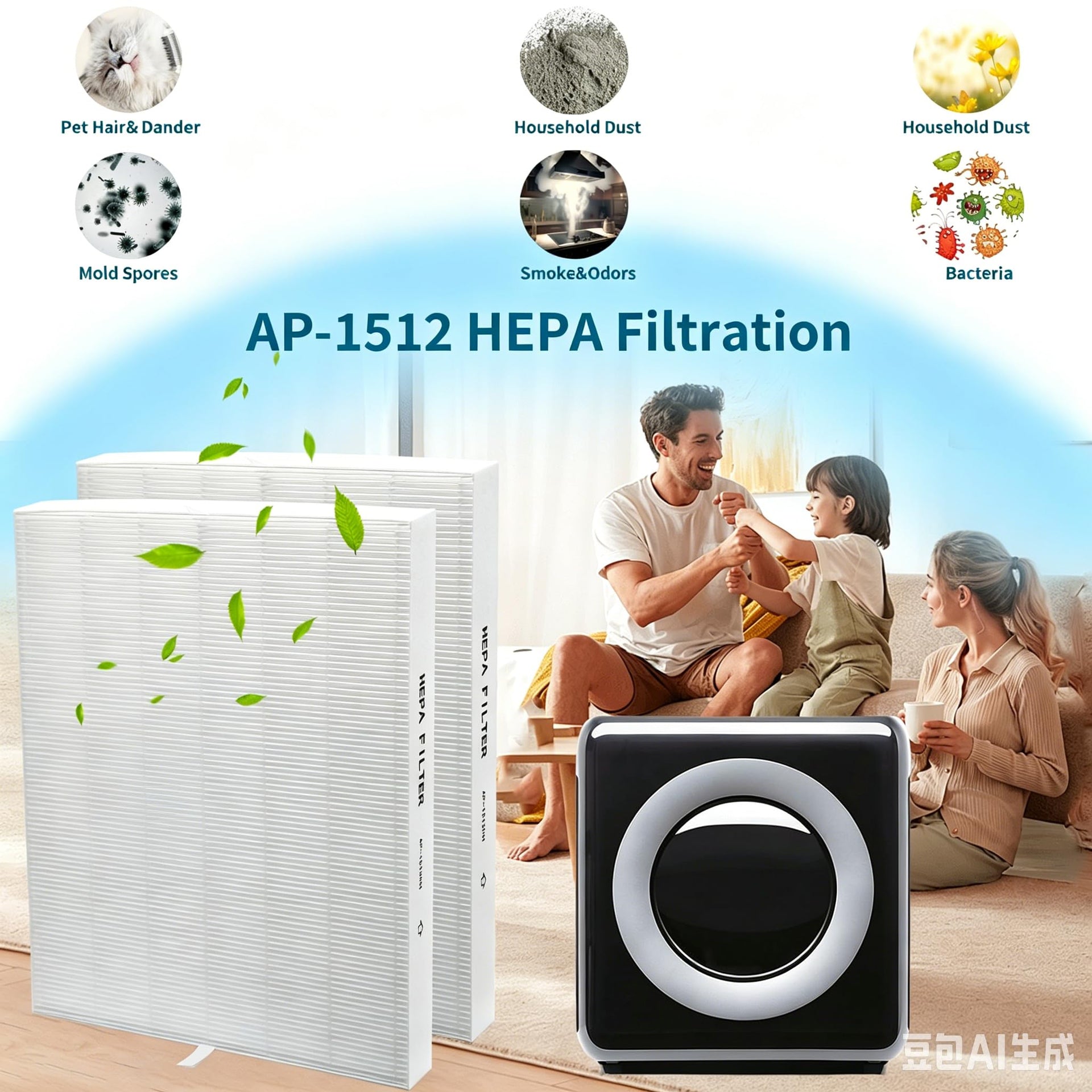 2 Pack AP 1512HH Pet Filter Replacement for Coway Airmega 200M (2 Count)