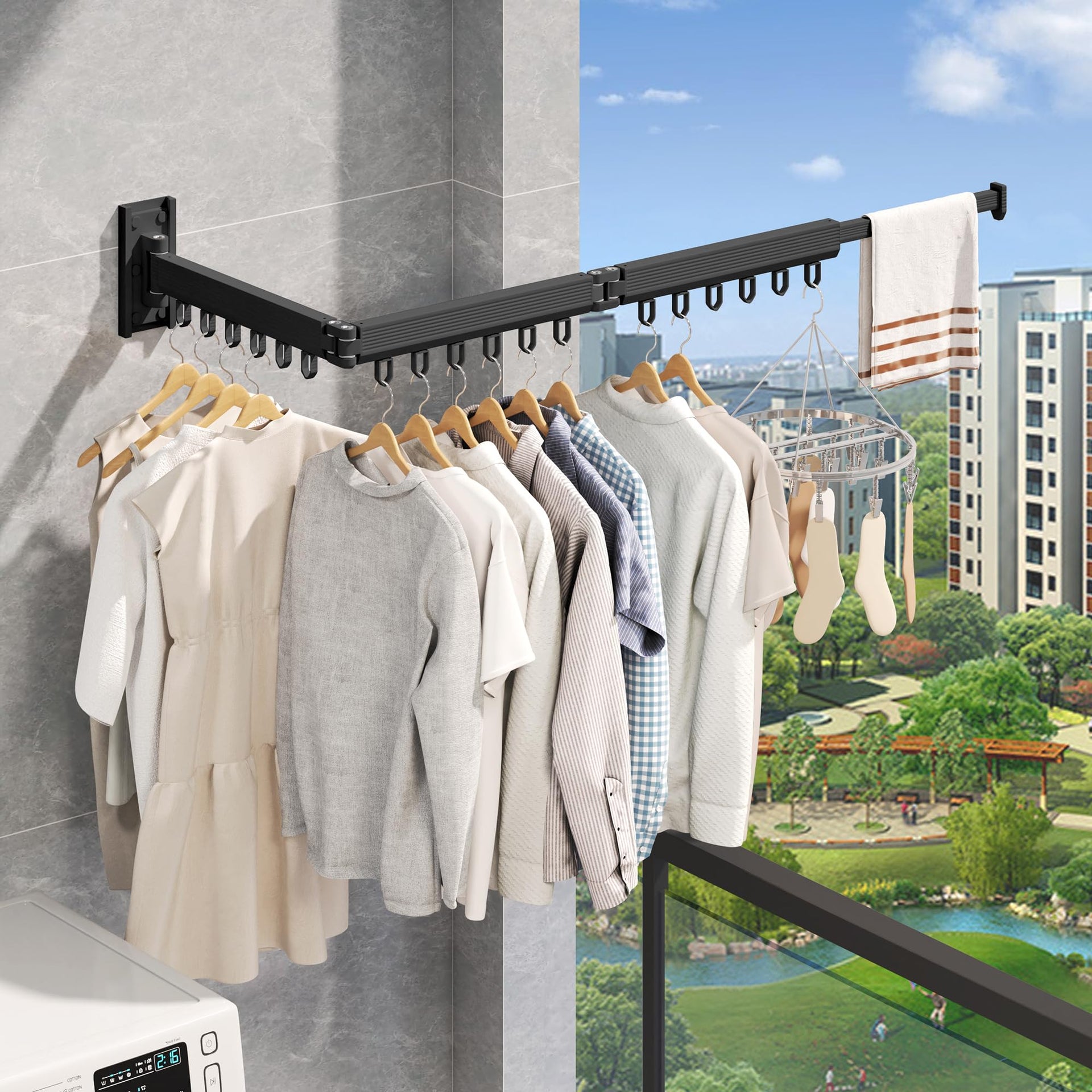 Wall Mounted Foldable Clothes Drying Rack