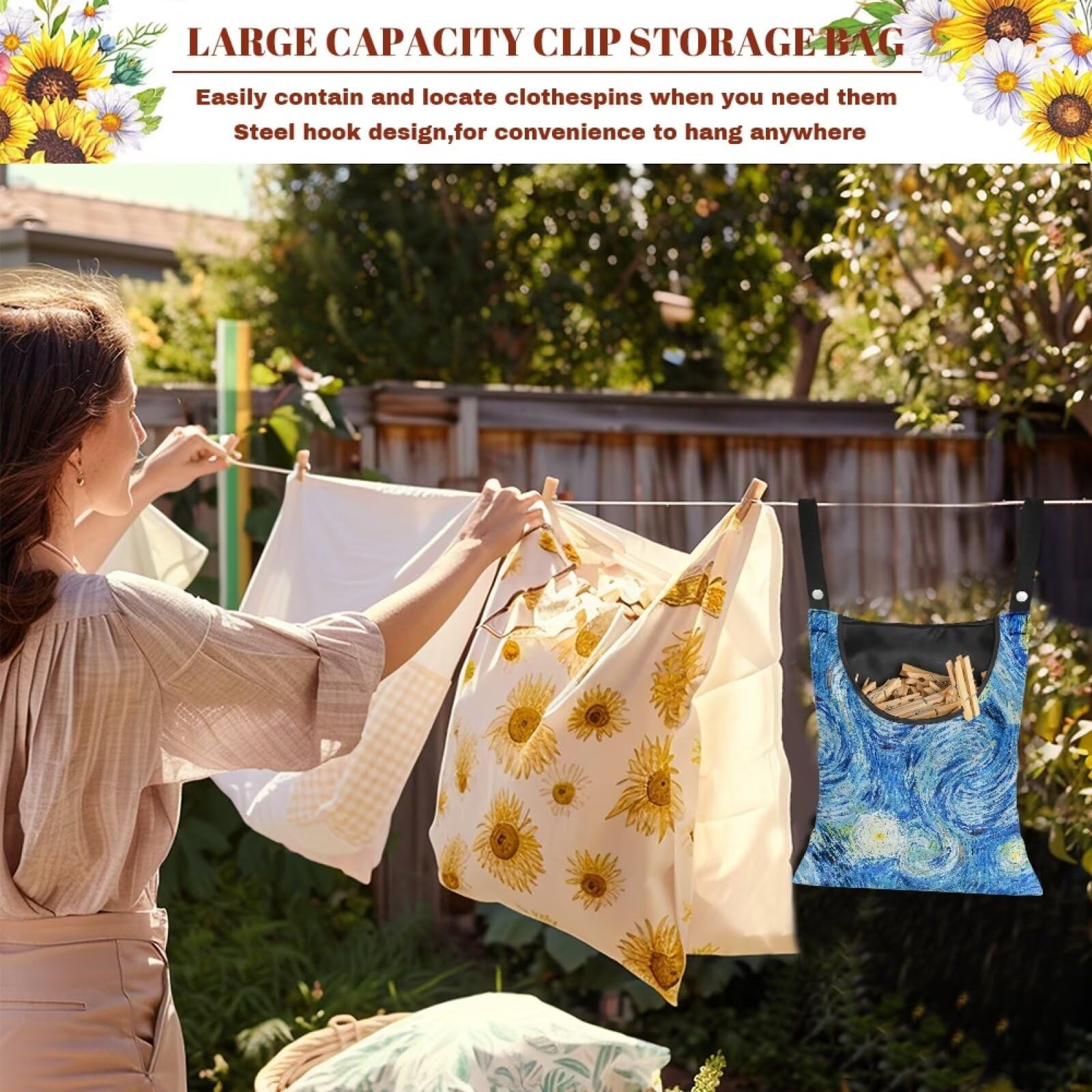 Clothes Pin Bag Clothespin Storage 14.5x12in