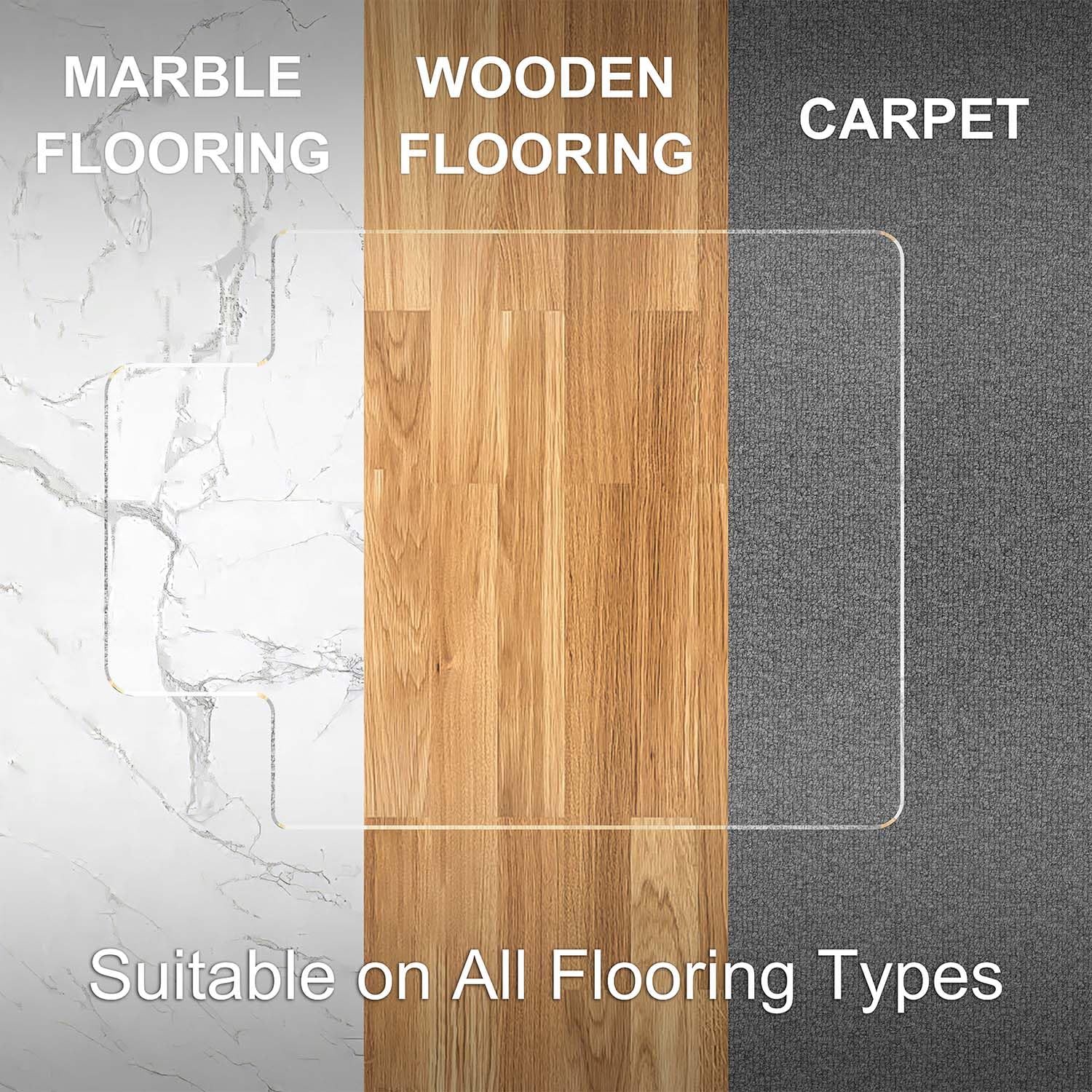 Beveled Edge Office Chair Mat for Carpet or Hardwood Floor
