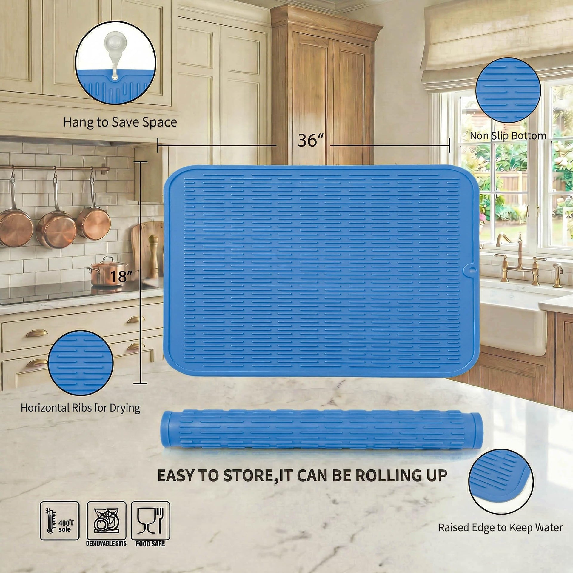 Silicone Dish Drying Mat for Multiple Usage
