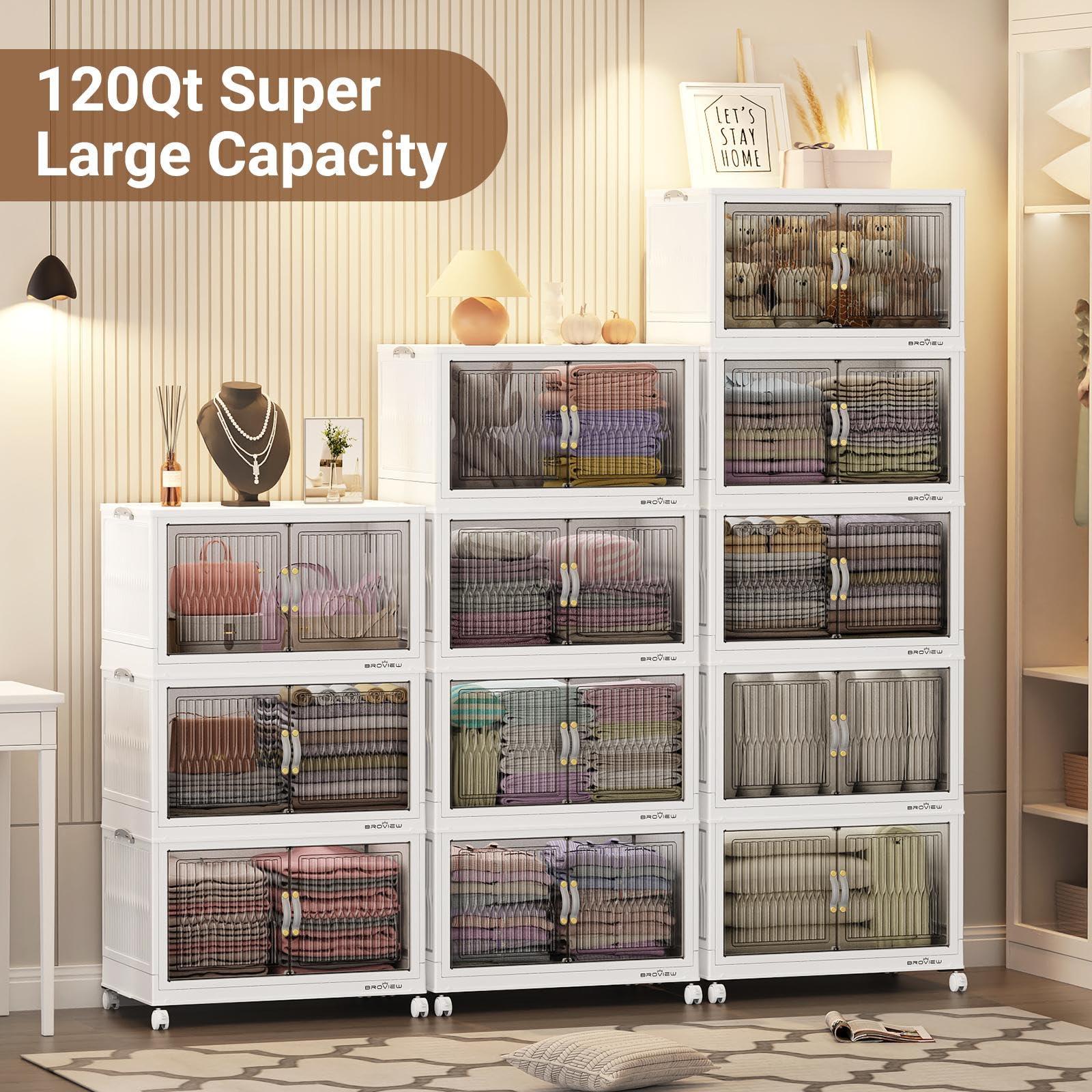 600Qt Stackable Storage Bins with Lid (5 Count)