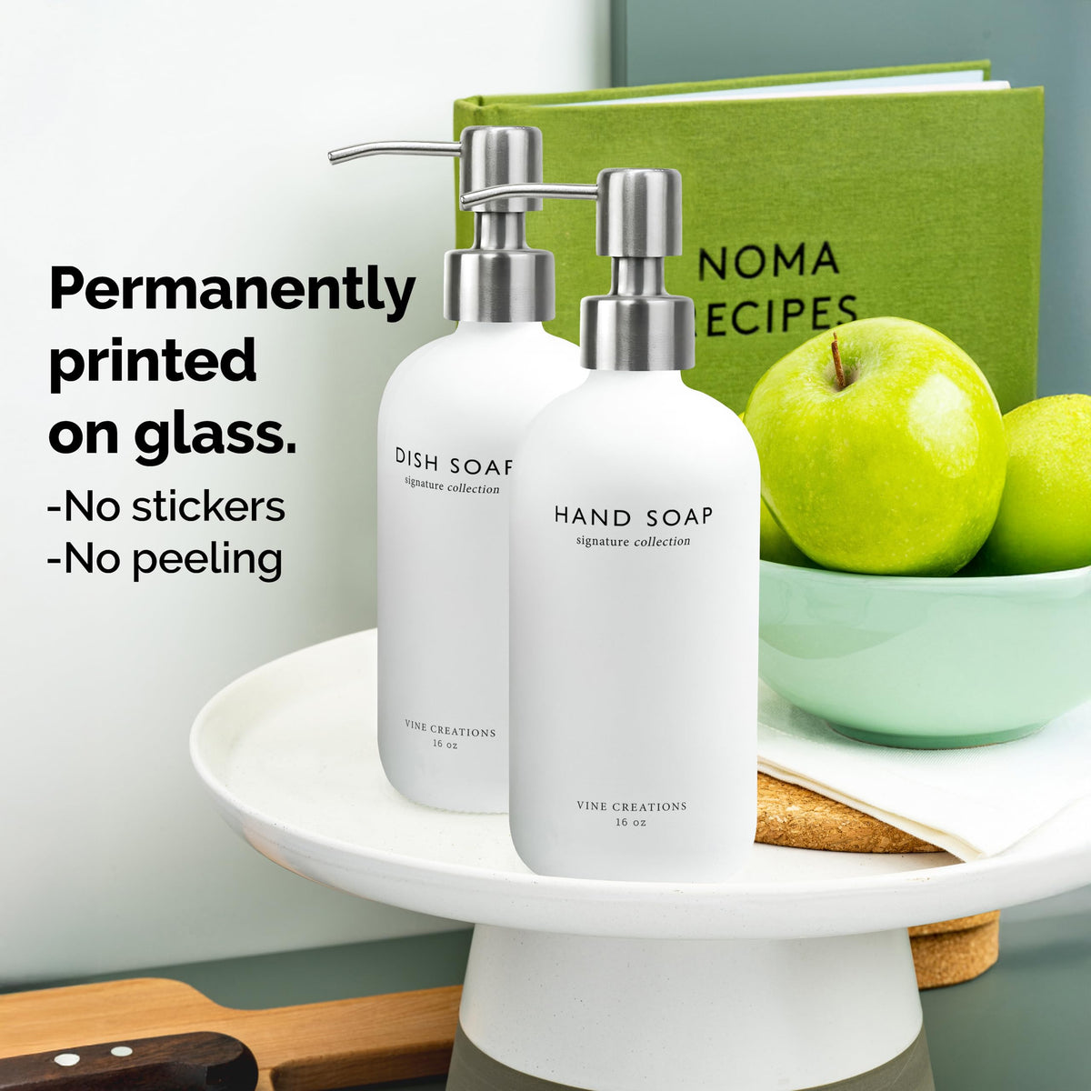 White Glass Soap Dispenser Set (16 Ounce)