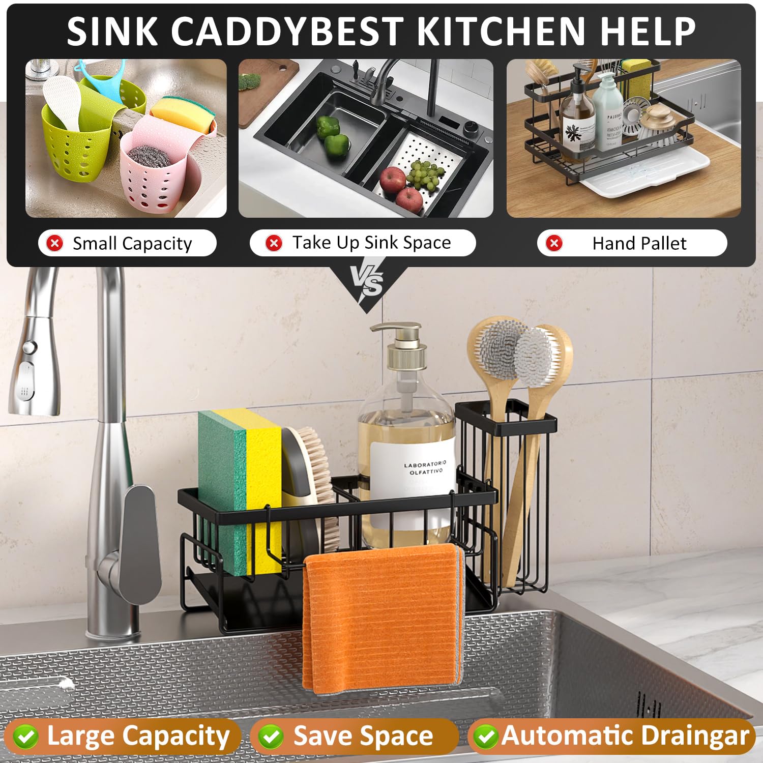 Sponge Holder & Sink Caddy Organizer