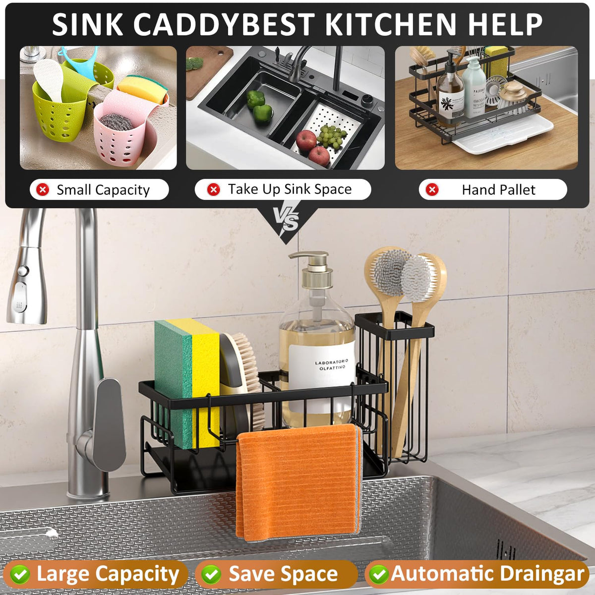 Sponge Holder & Sink Caddy Organizer