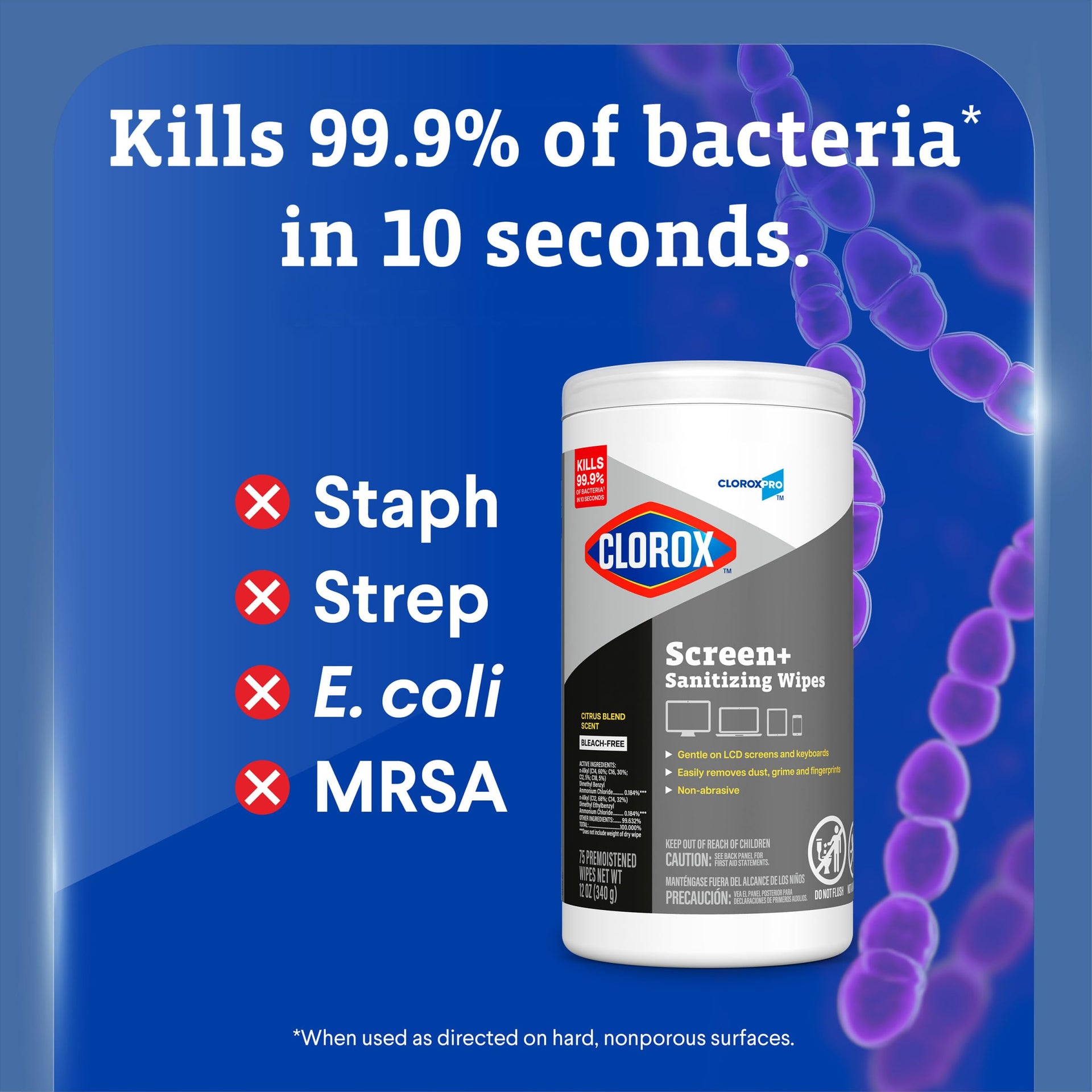 Clorox Screen+ Sanitizing Wipes (75 Count)