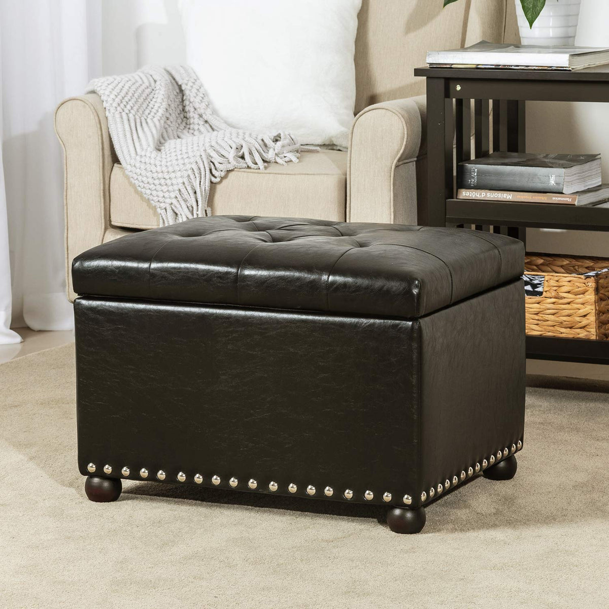 Leather Storage Ottoman