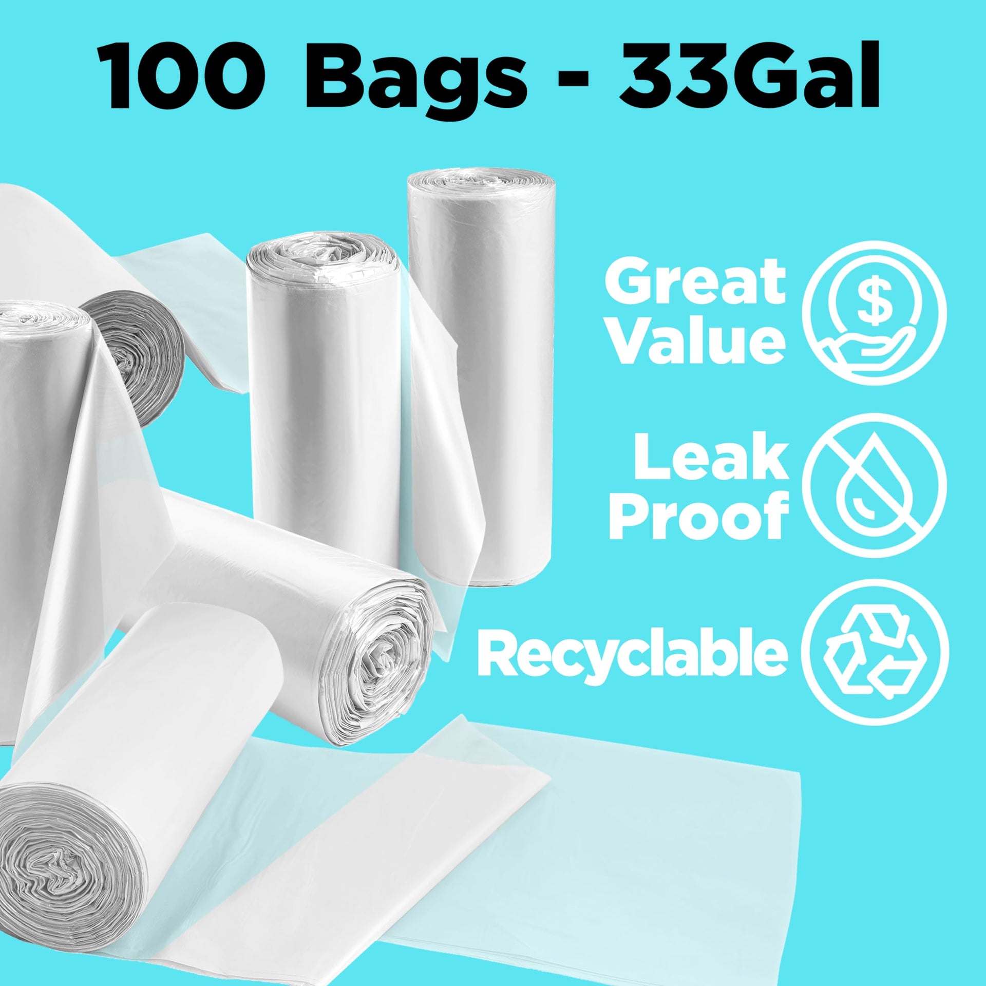 Trash Bags 33x39 33 Gal 100 (100 Count)