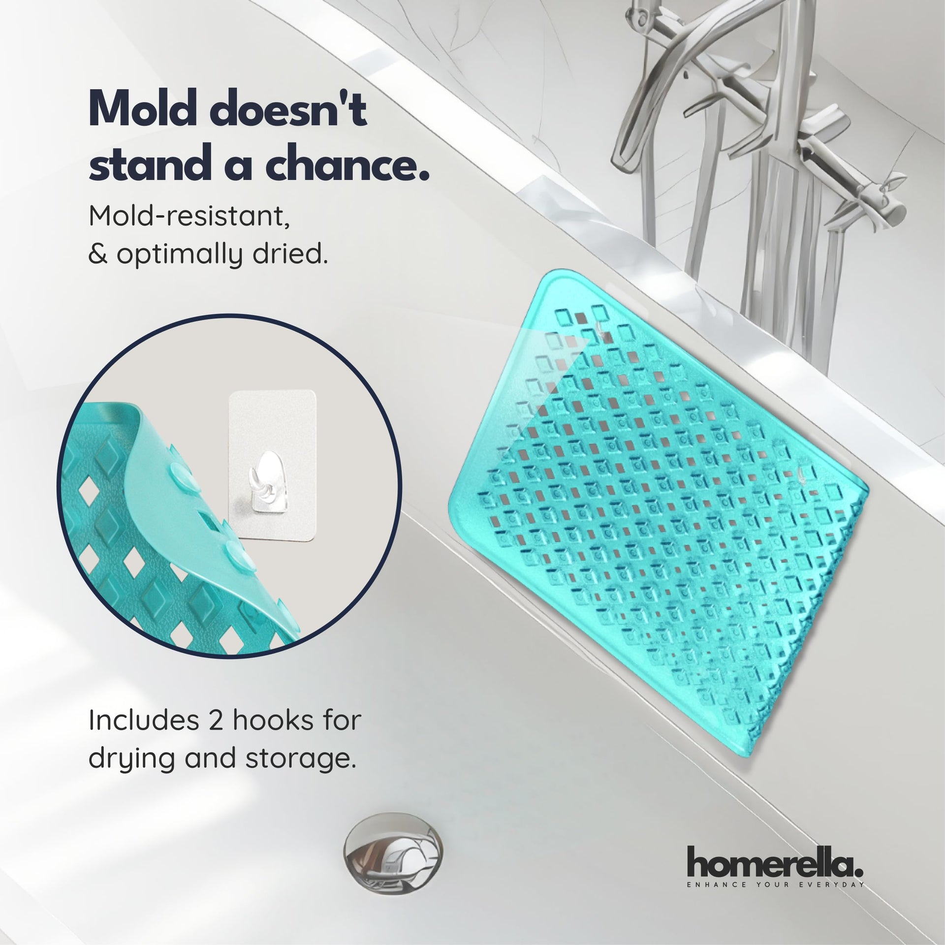 Bathtub Mat Non Slip 35x16 Shower Mat Non Slip Anti Mold BPA Free