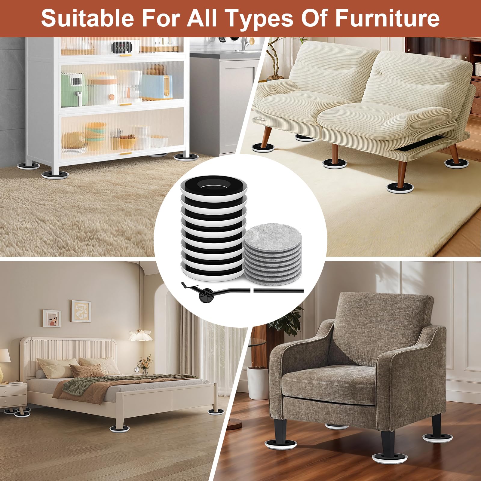 Furniture Sliders for Hardwood Floors (16 Count)