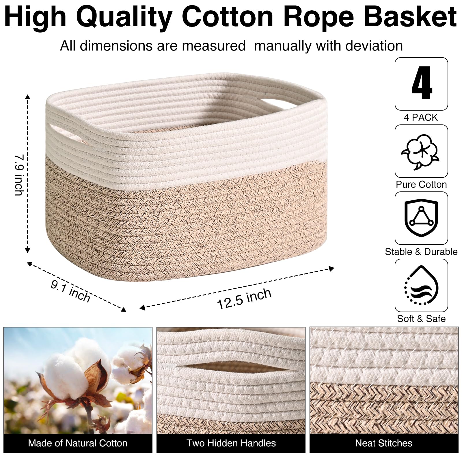 Storage Baskets for Shelves (4 Count)