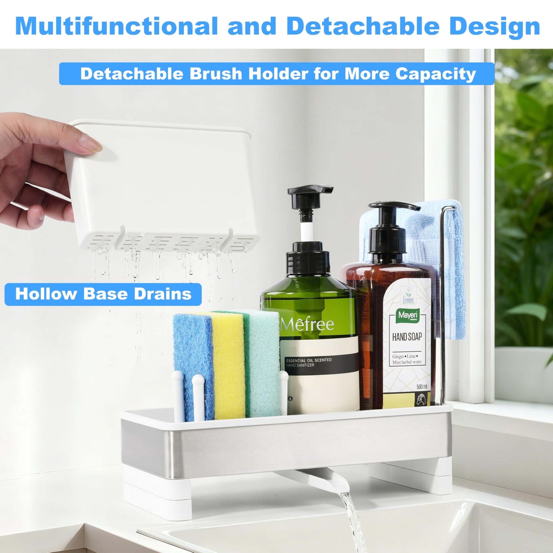 Sponge Holder for Kitchen Sink Caddy Organizer
