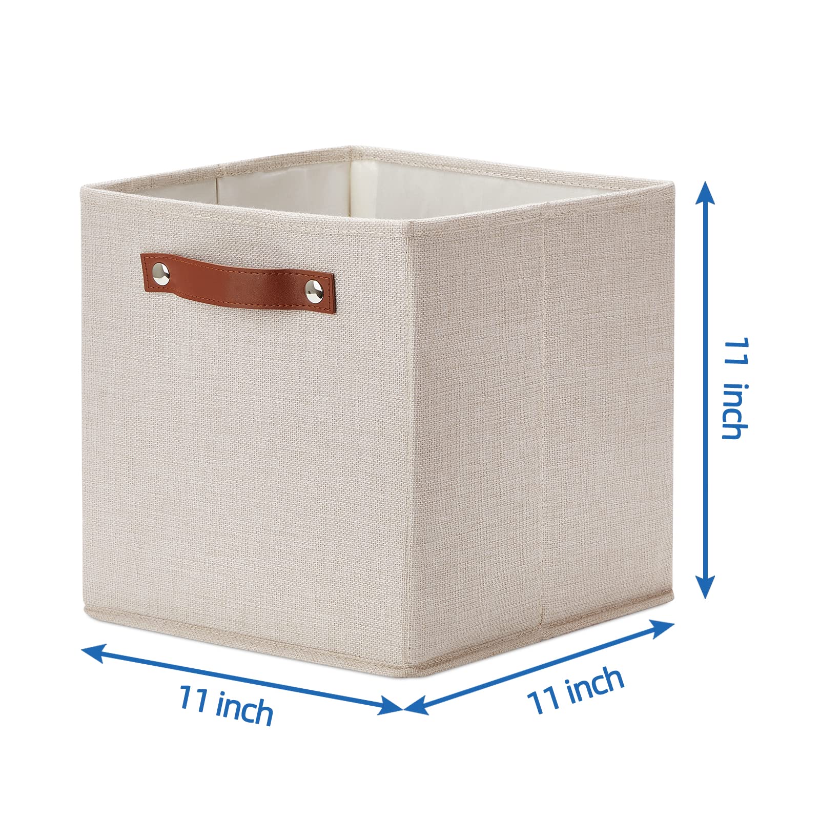 11x11 Storage Cubes Fabric Storage Cubes Storage Bins with Dual Leather Handles Canvas Storage Boxes for Organizing Home