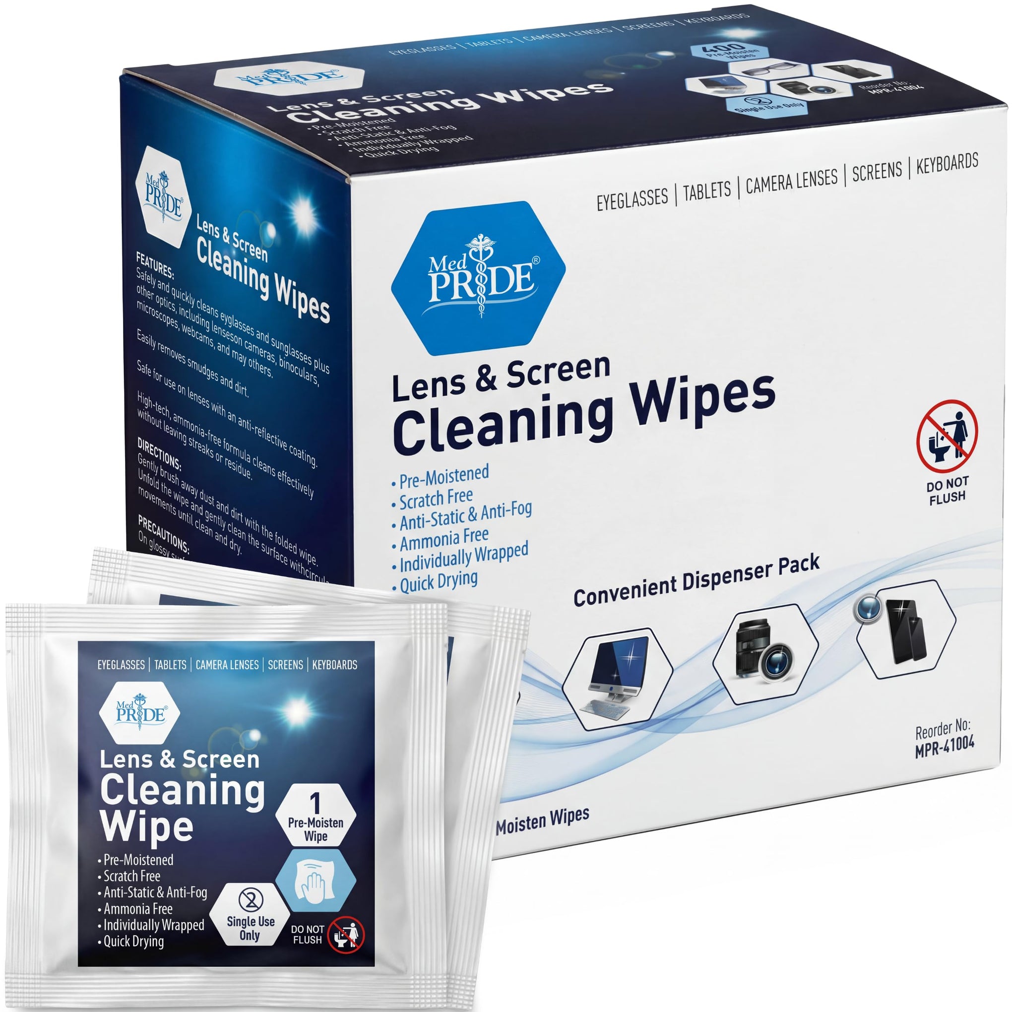 Anti Fog Lens and Screen Cleaning Wipes for Eyeglasses