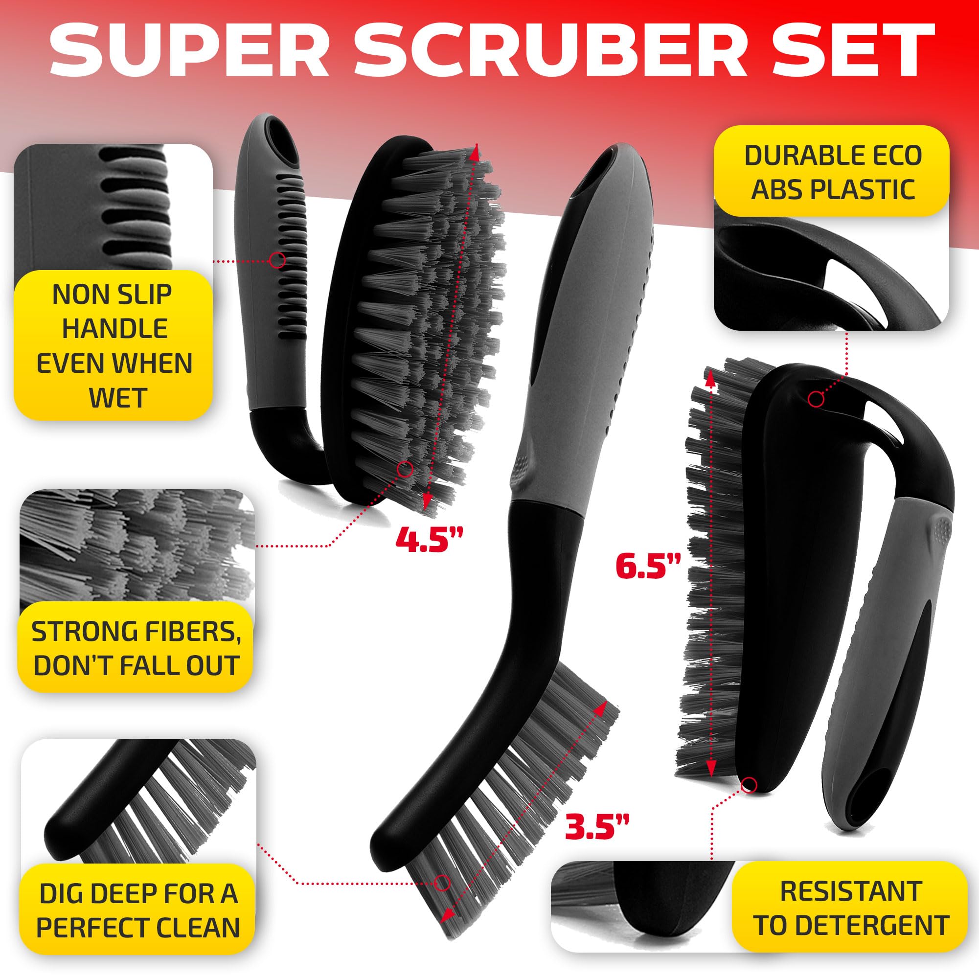 Scrub Brush Set of 3pcs (3 Count)