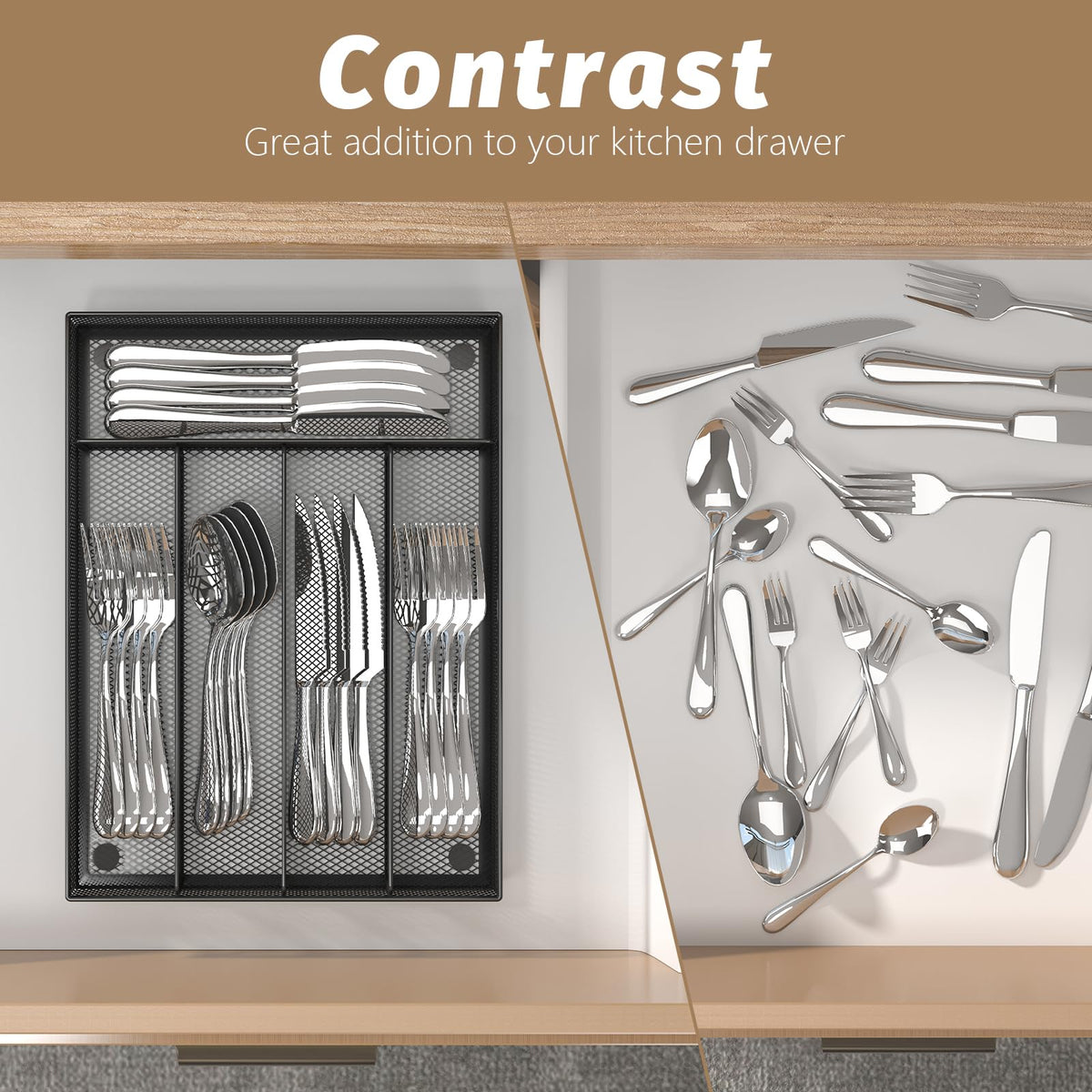 mesh silverware tray for drawer
