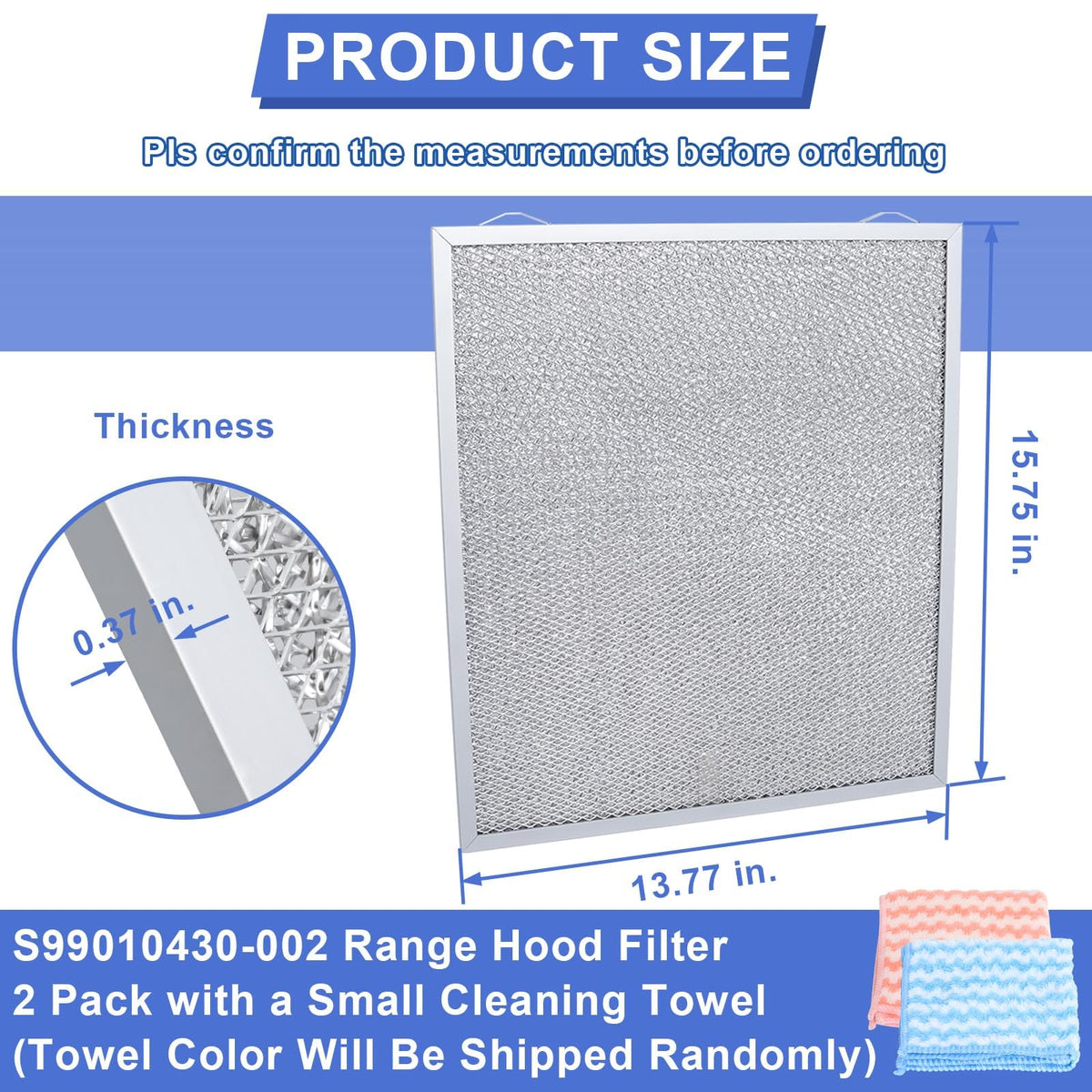 S99010430 002 Aluminum Range Hood Filter 2 Pack