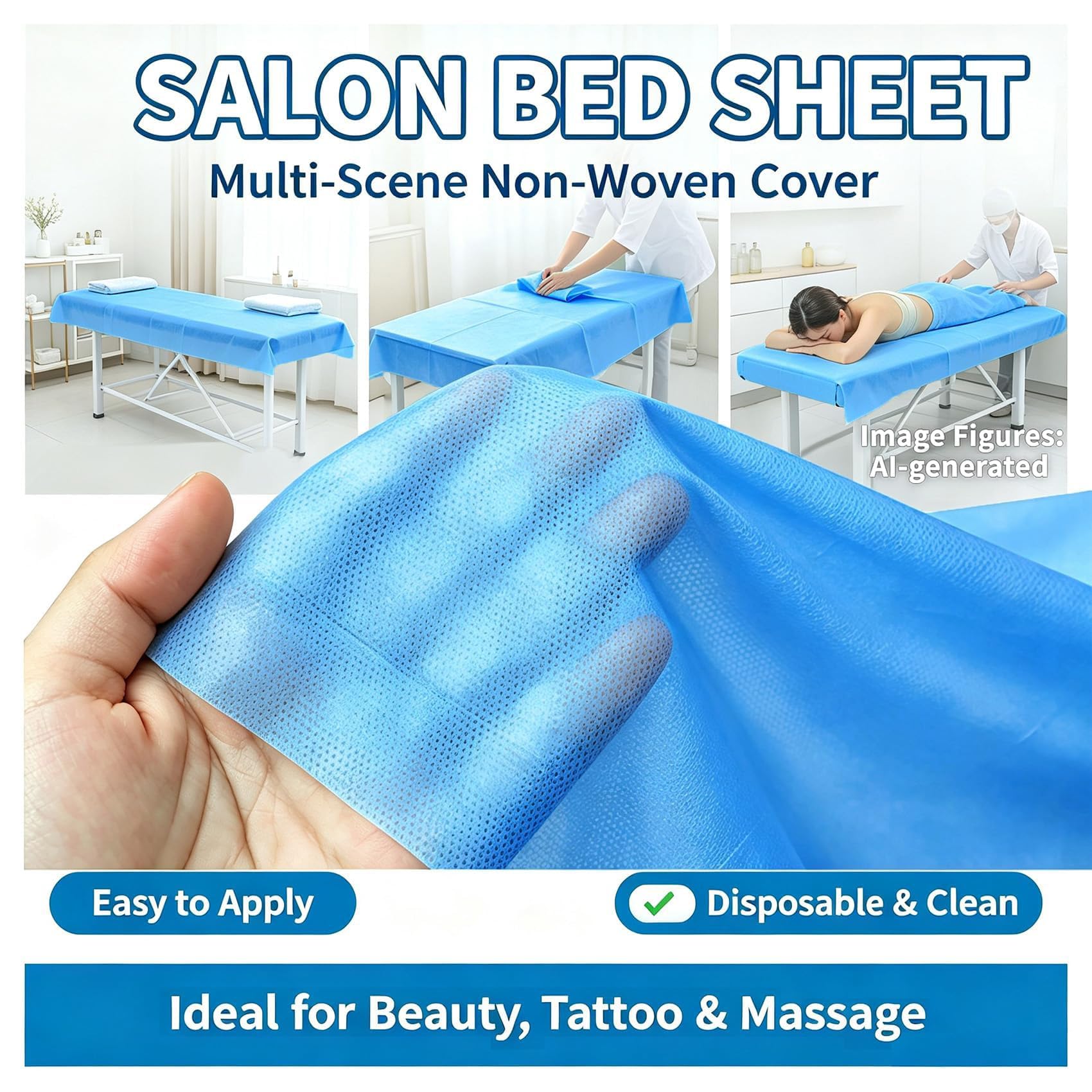 100Pcs Disposable Bed Sheet Massage Table Cover 75x31 for Spa Waxing Tattoo (100 Count)