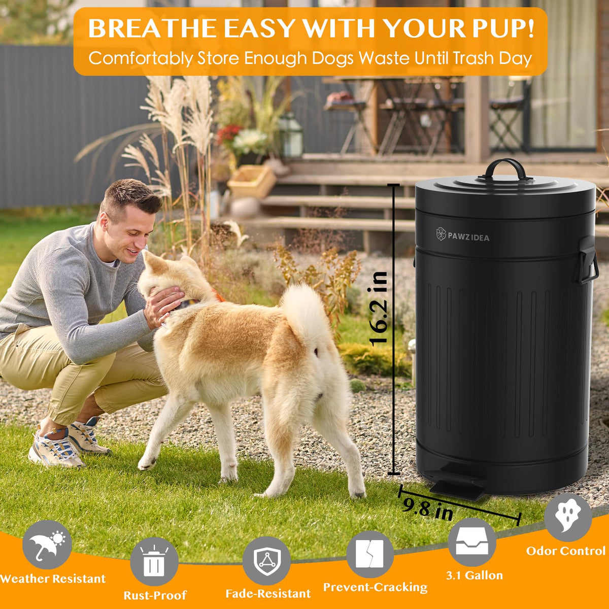 Dog Poop Trash Can Outside Odor Control