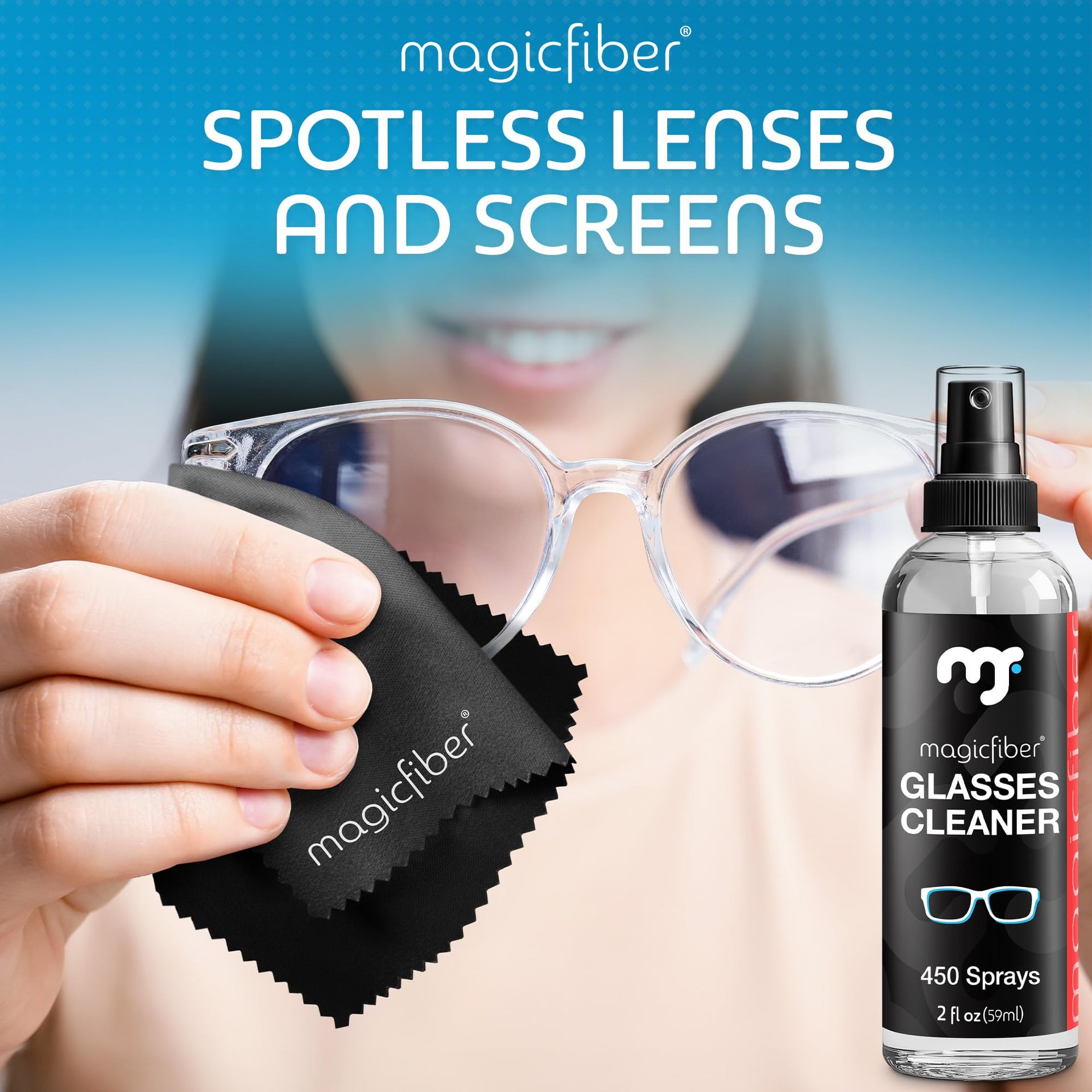 Glasses Cleaner Spray & Cloth Kit