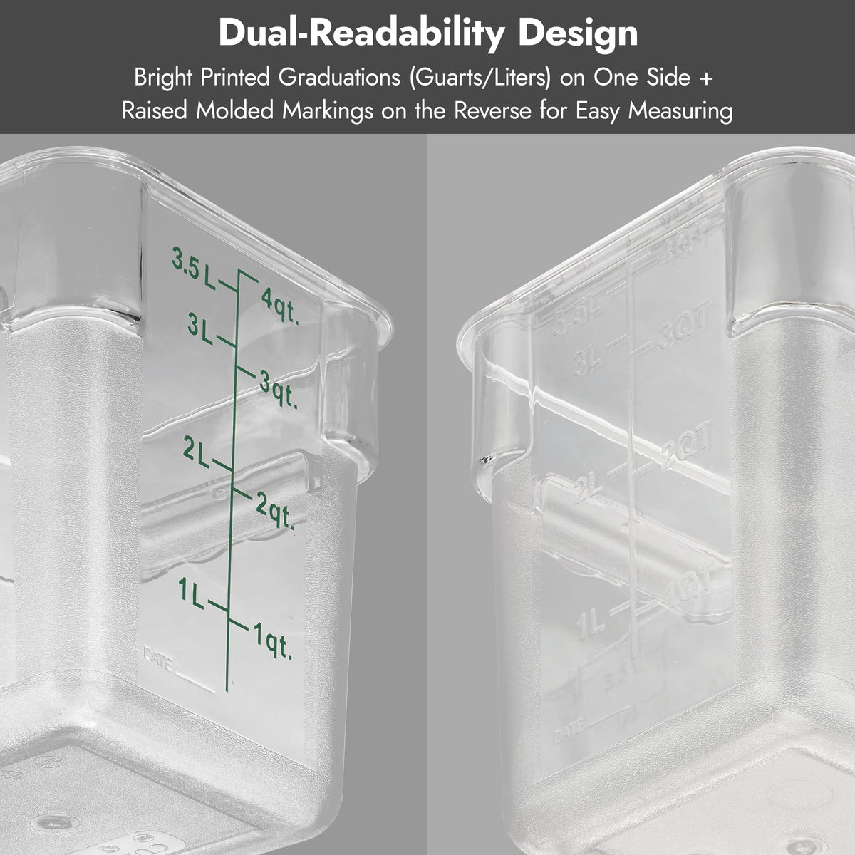 8 Pack 8 Qt NSF Clear Polycarbonate Food Storage Containers with Red Lids (8 Count)