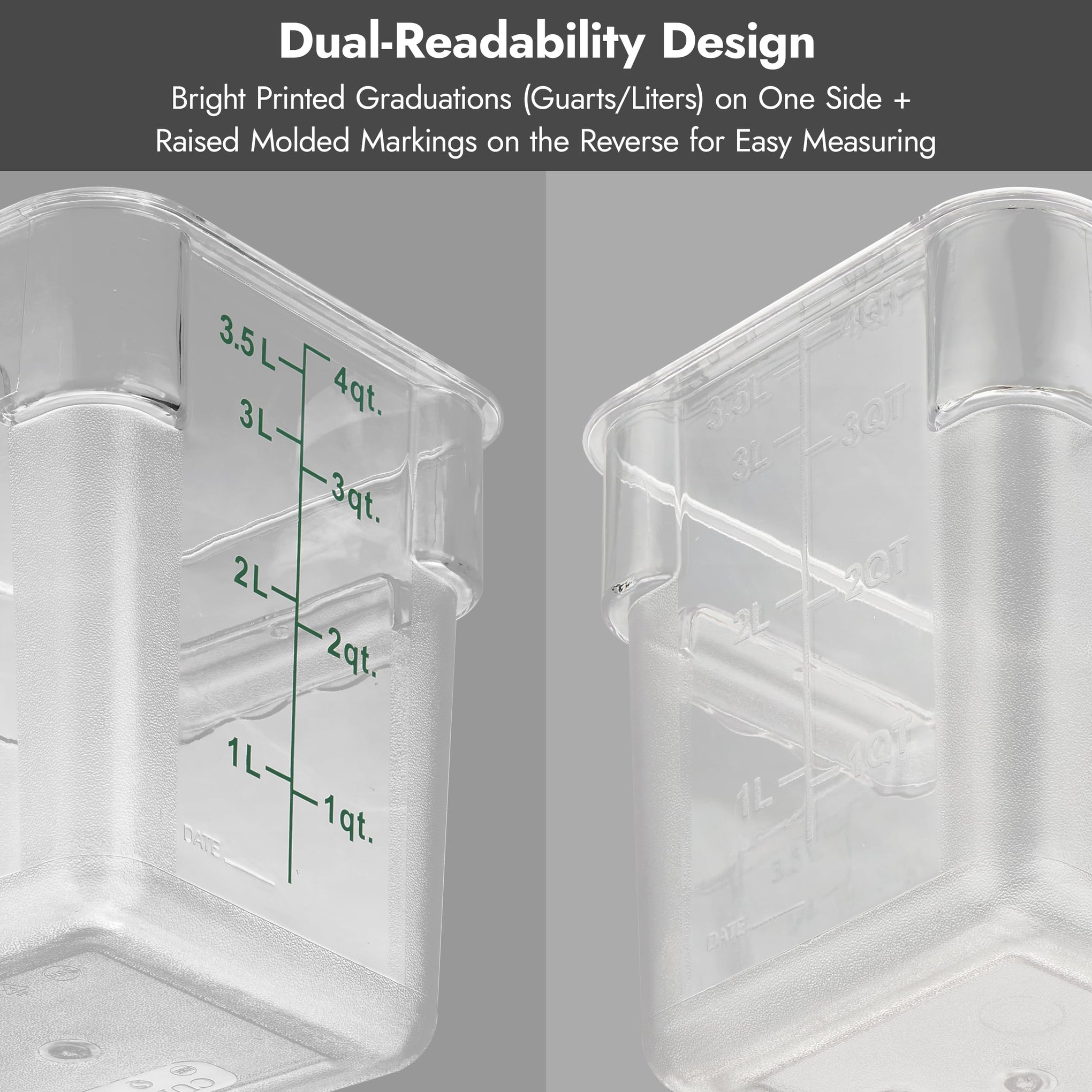 8 Pack 8 Qt NSF Clear Polycarbonate Food Storage Containers with Red Lids (8 Count)